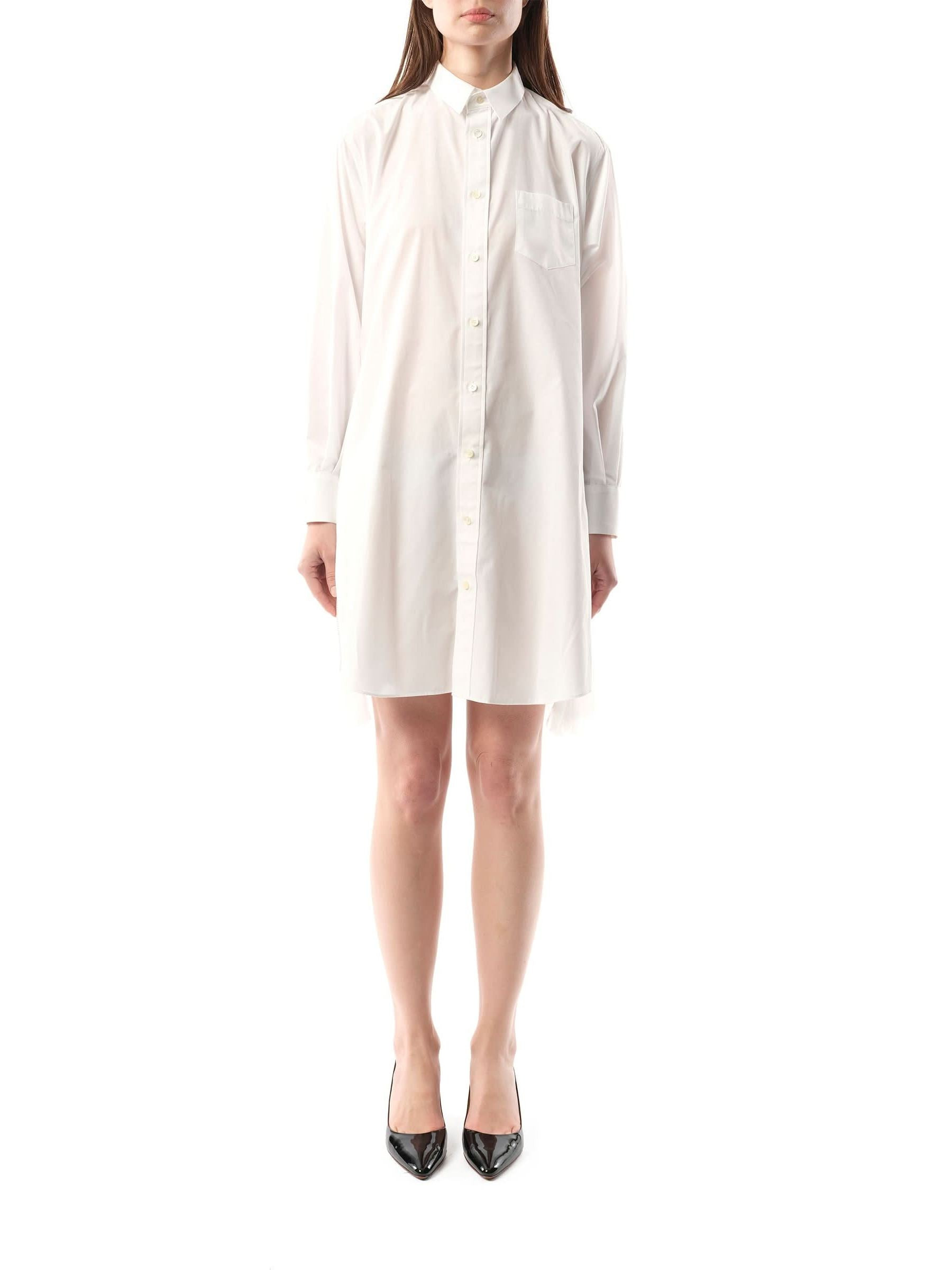 Cotton Poplin Dress in Off White - 4