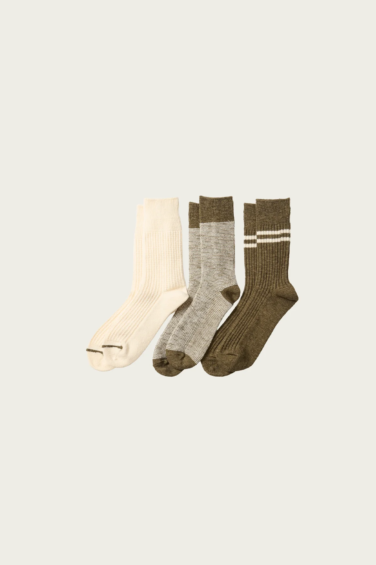 Recycled Cotton Wool Daily 3 Pack Socks - Olive - 1