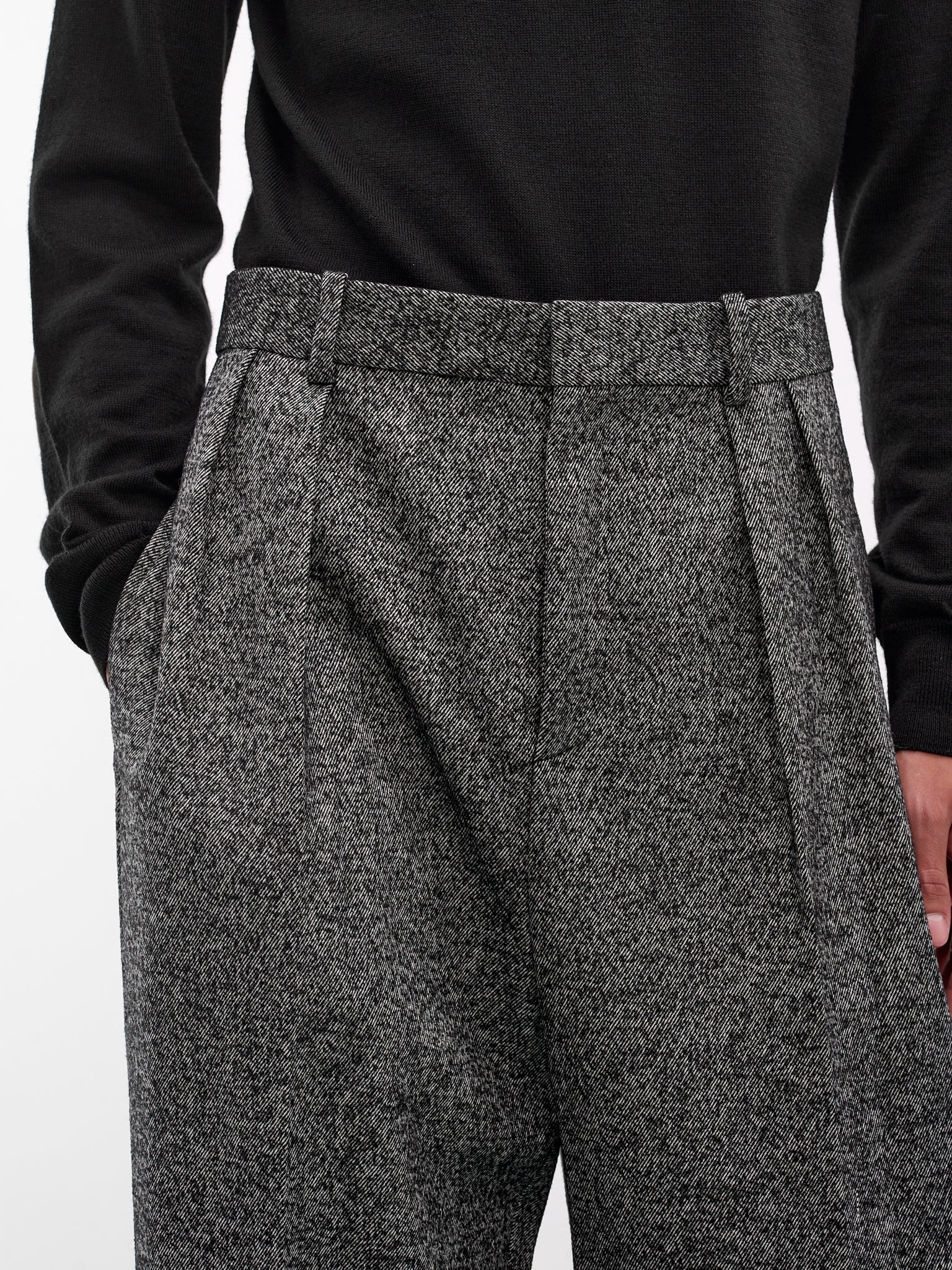 Gray Twill Wide Leg Trousers - 4