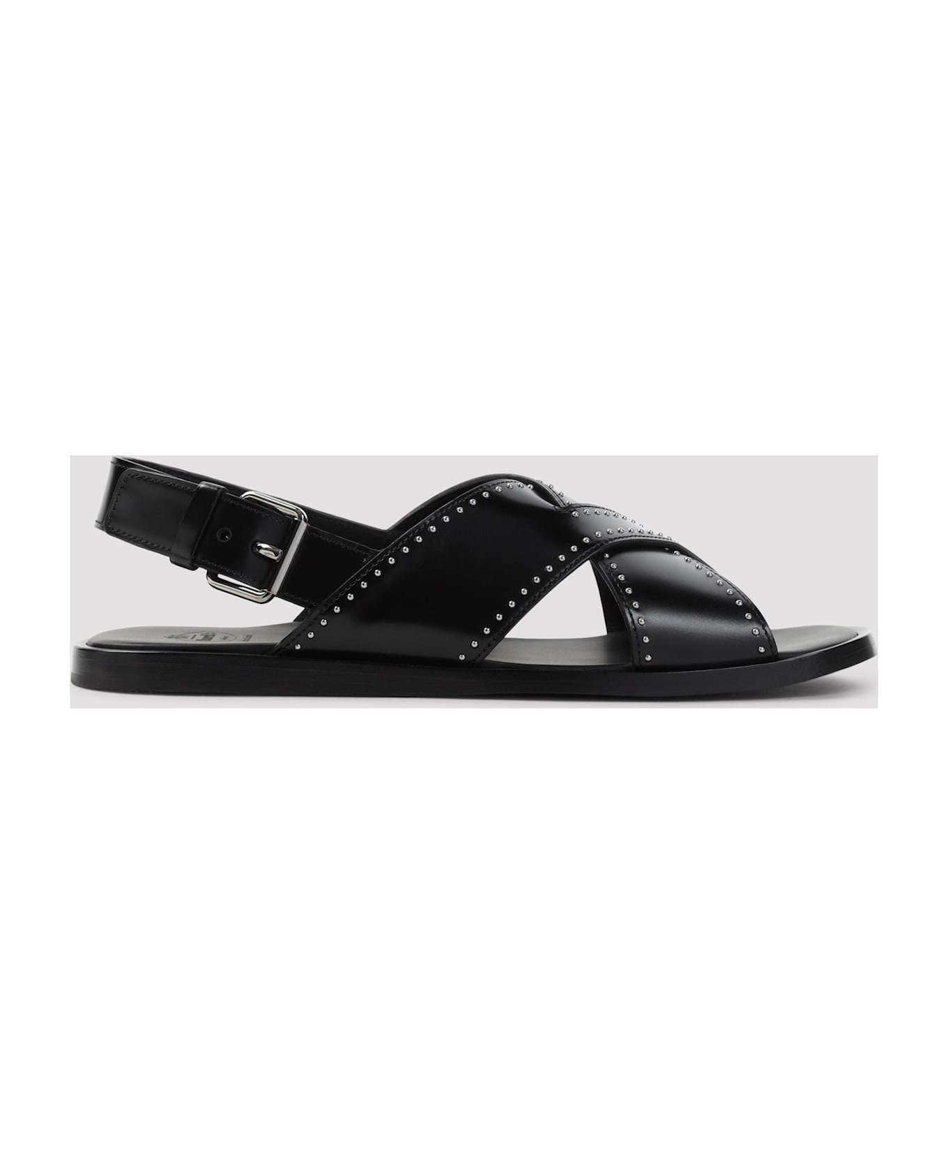 Black Leather Oksana Sandals - 3