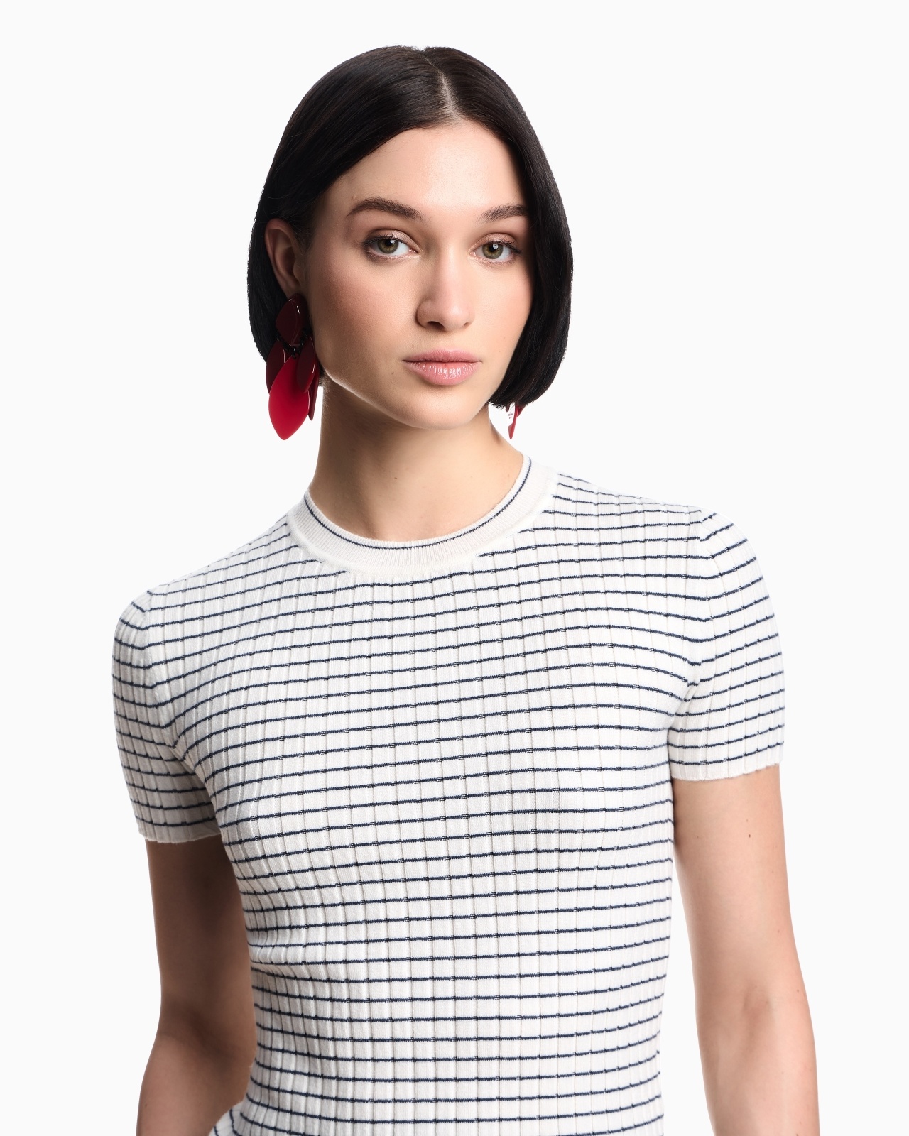RIBBED T-SHIRT WITH STRIPED MOTIF - 5