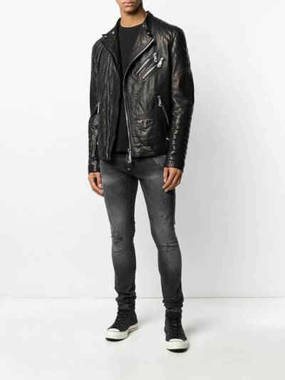 PHILIPP PLEIN embellished leather biker jacket outlook