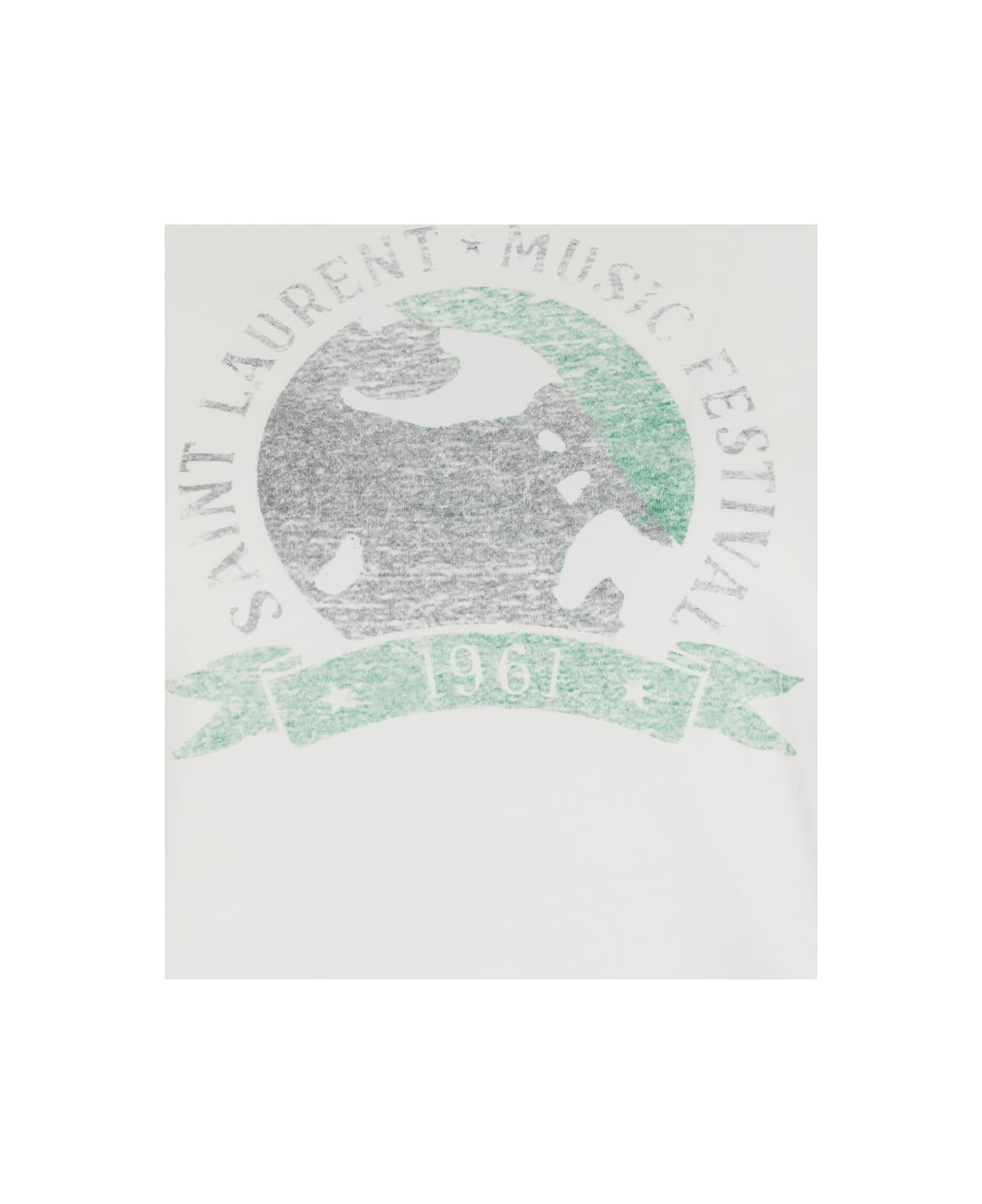 White T-shirt With Graphic Print On The Front In Cotton Woman - 3