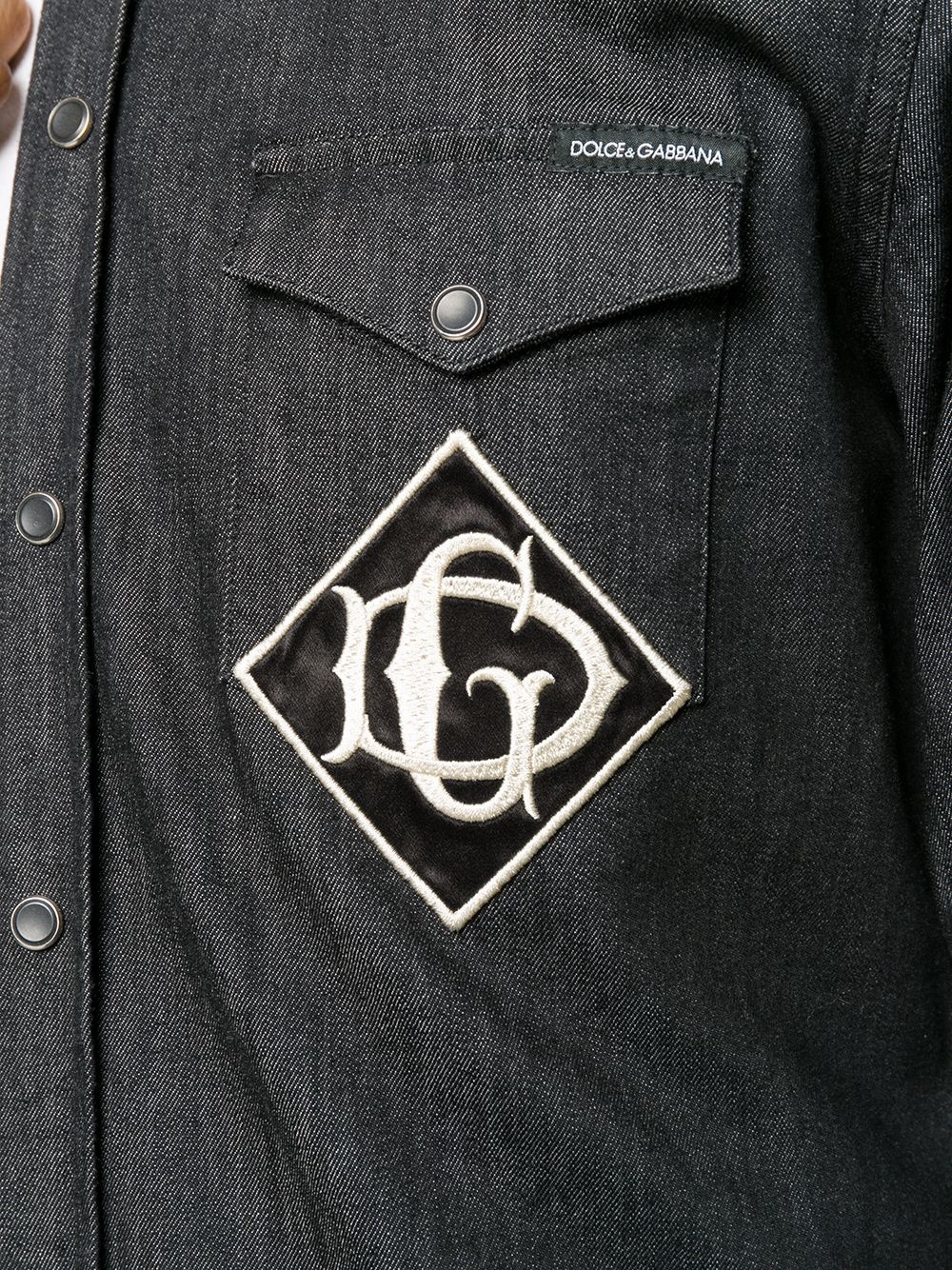 embroidered logo denim shirt - 5