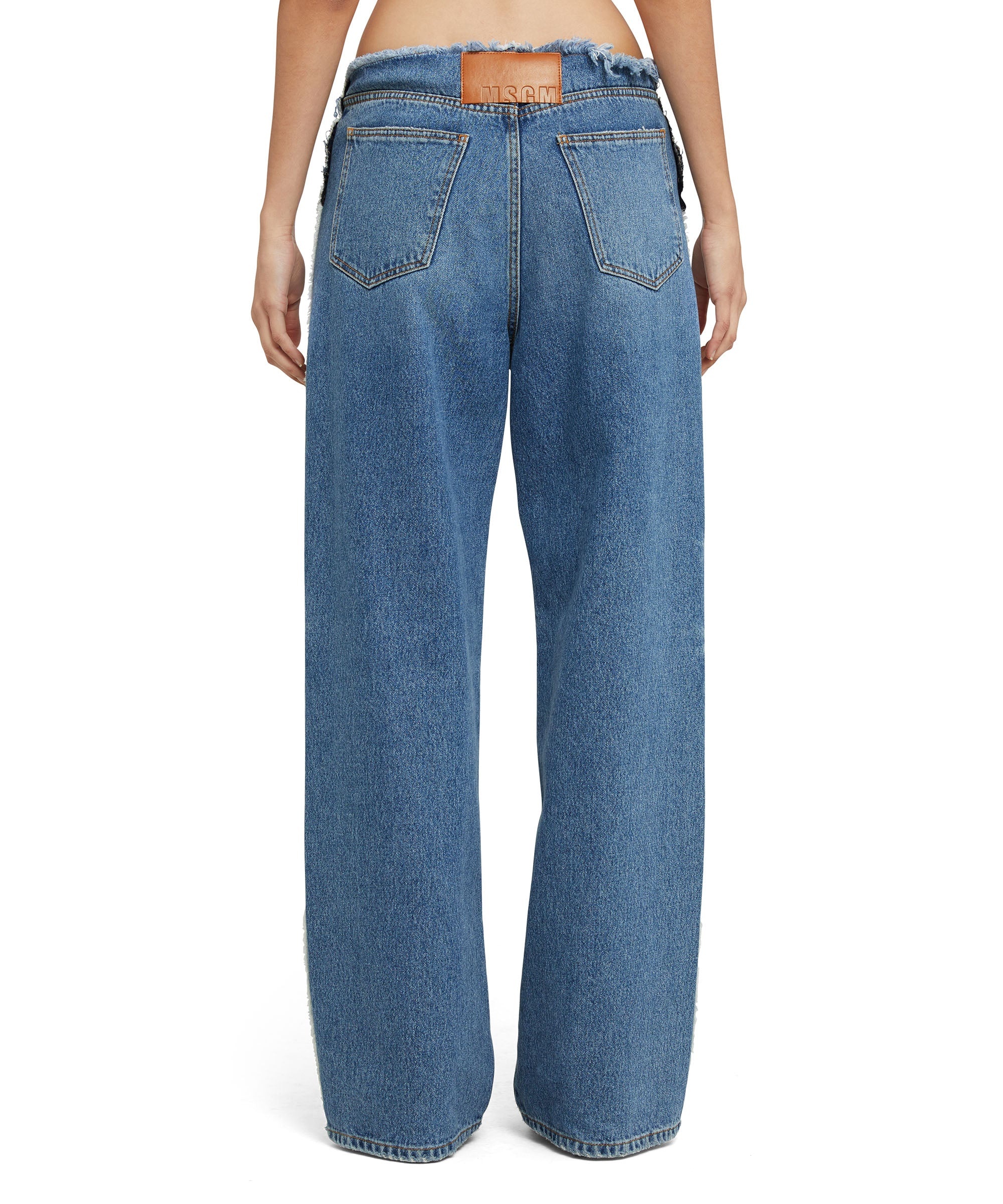 【関税&送料込】Msgm Denim Pants MSGM logo-embroidered straight-leg Jeans | Blue | FARFETCH TR