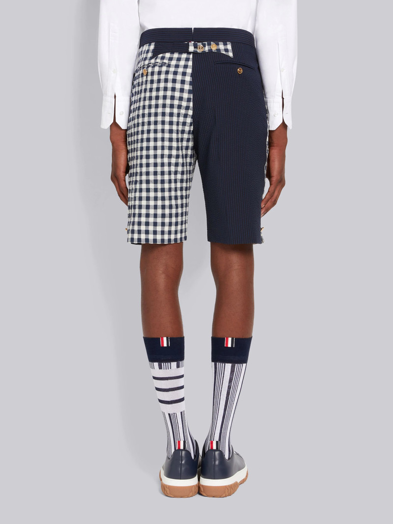 Navy Fun-Mix Wool Seersucker Classic Backstrap Short 3
