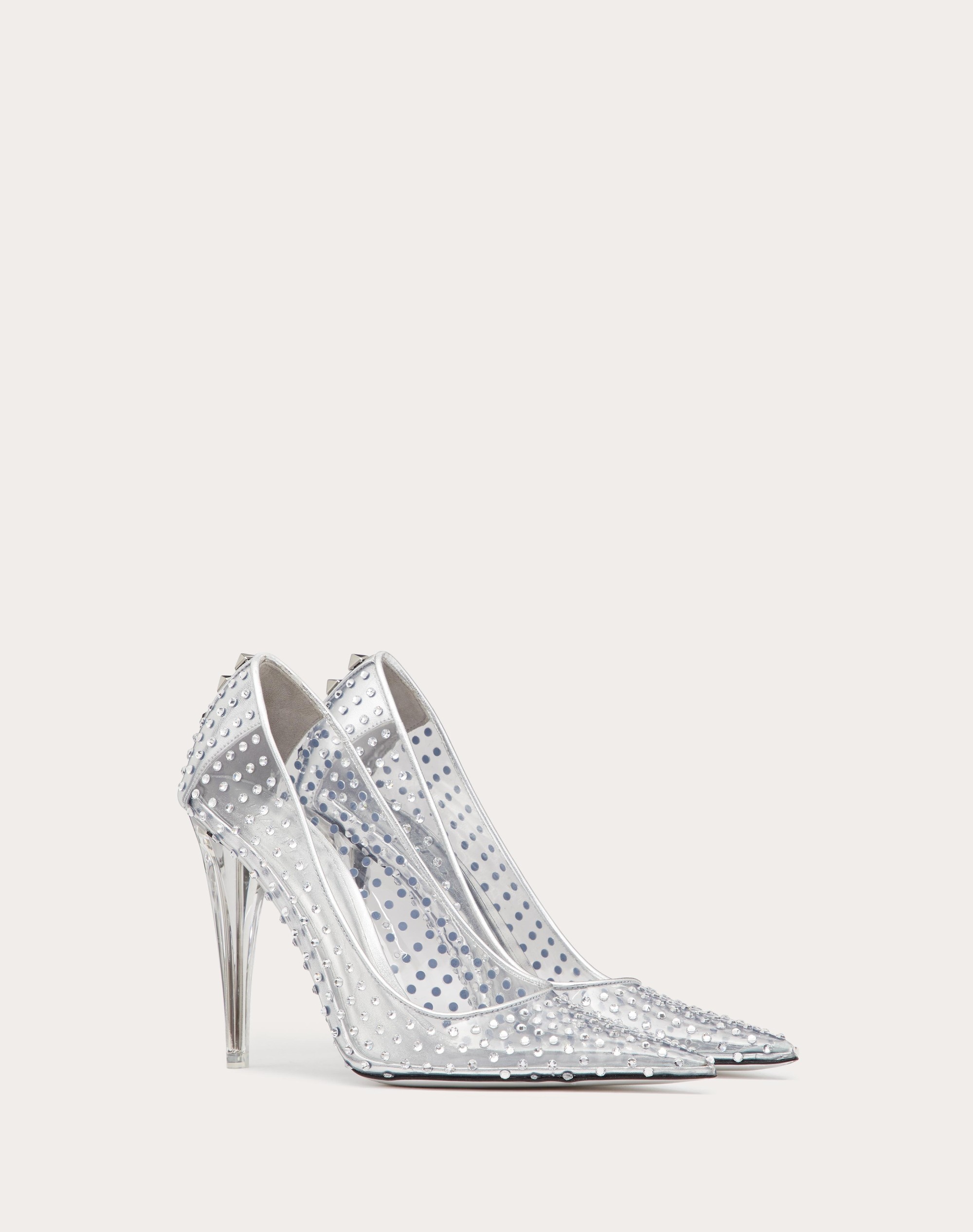 ROCKSTUD PUMP IN POLYMER MATERIAL WITH CRYSTAL APPLIQUÉS AND 110 MM PLEXI HEEL - 2