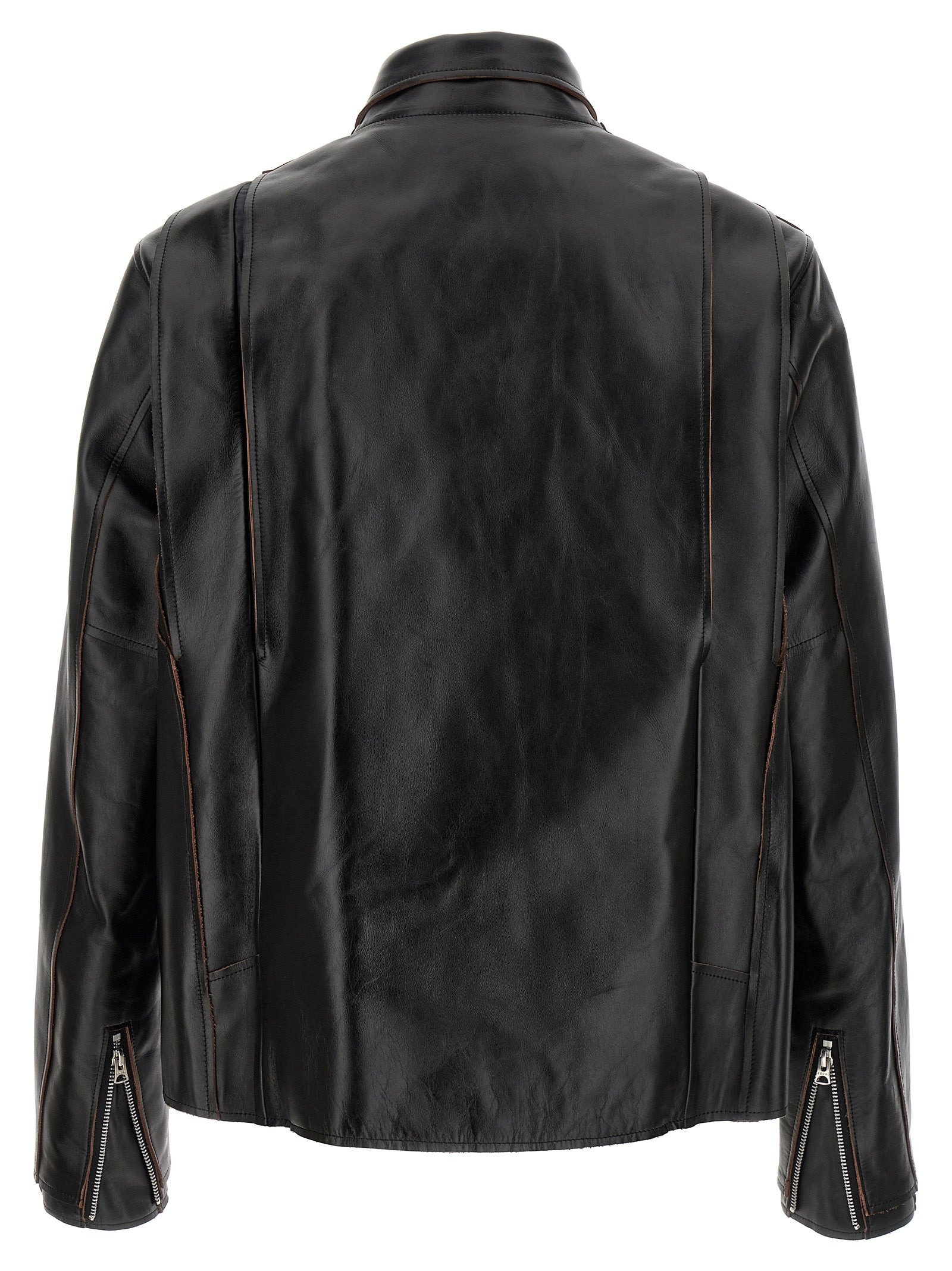 Sacai Men Leather Biker Jacket - 3