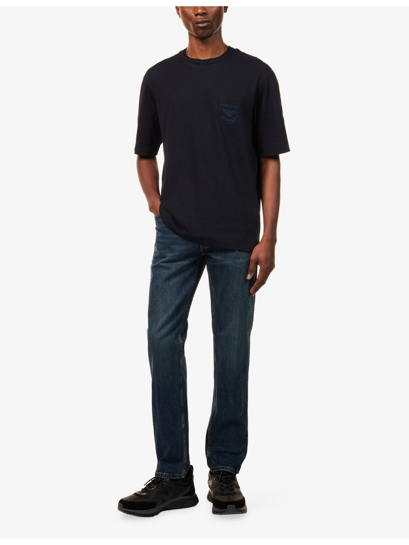 EMPORIO ARMANI College Logo-Embroidered Cotton-Jersey T-Shirt outlook