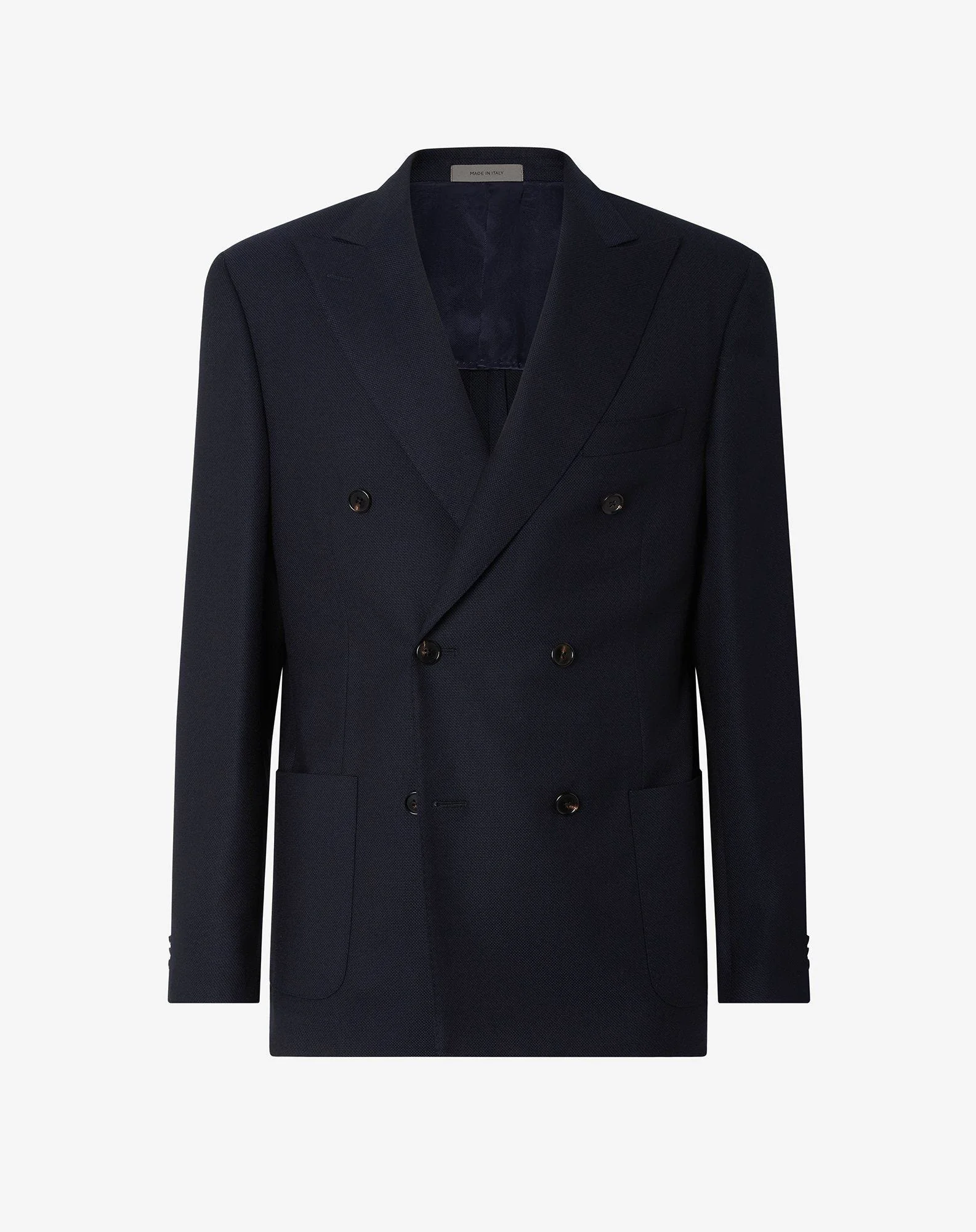 China blue double-breasted pure wool hopsack jacket - 1