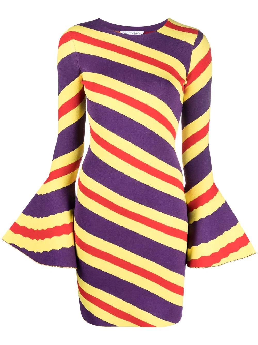 stripe-pattern long-sleeve dress - 1