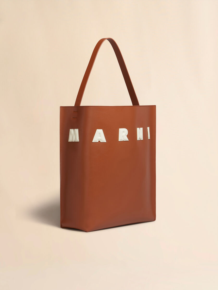 BROWN AND WHITE LEATHER MUSEO HOBO BAG WITH PATCHES - 6