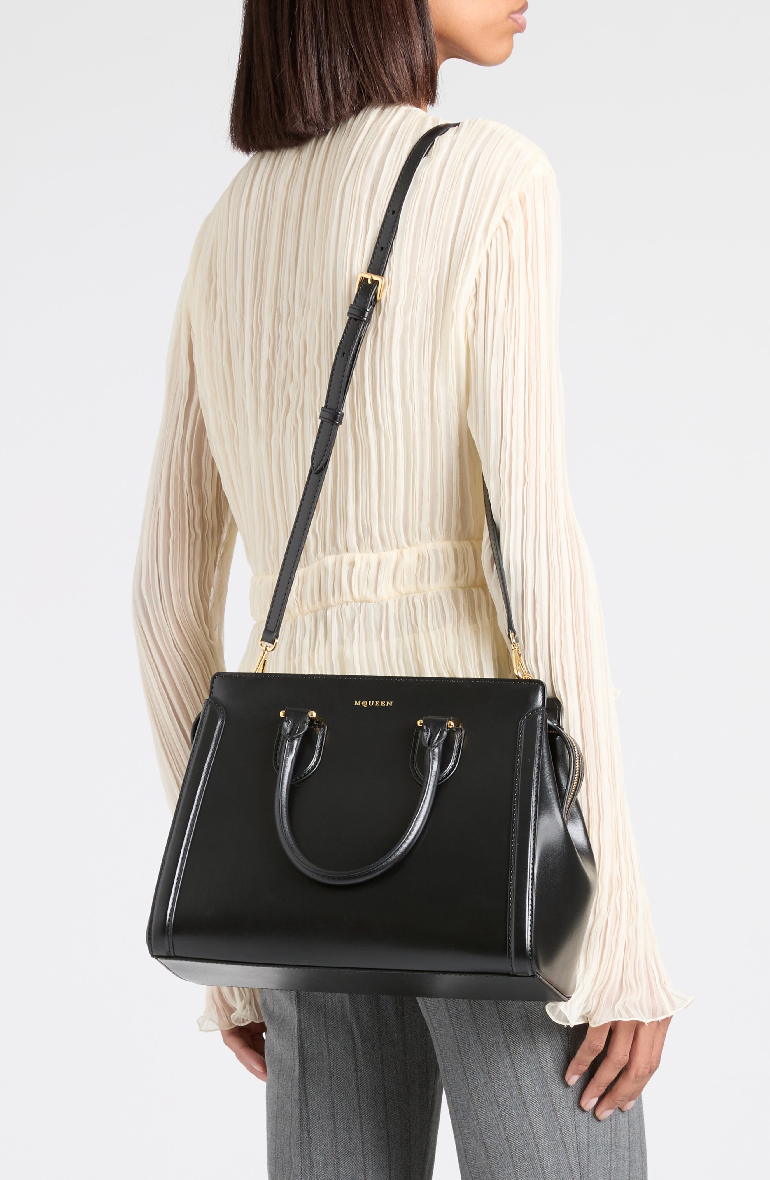 McQueen Large Birdee Boston Handbag in Black/Gold at Nordstrom - 2