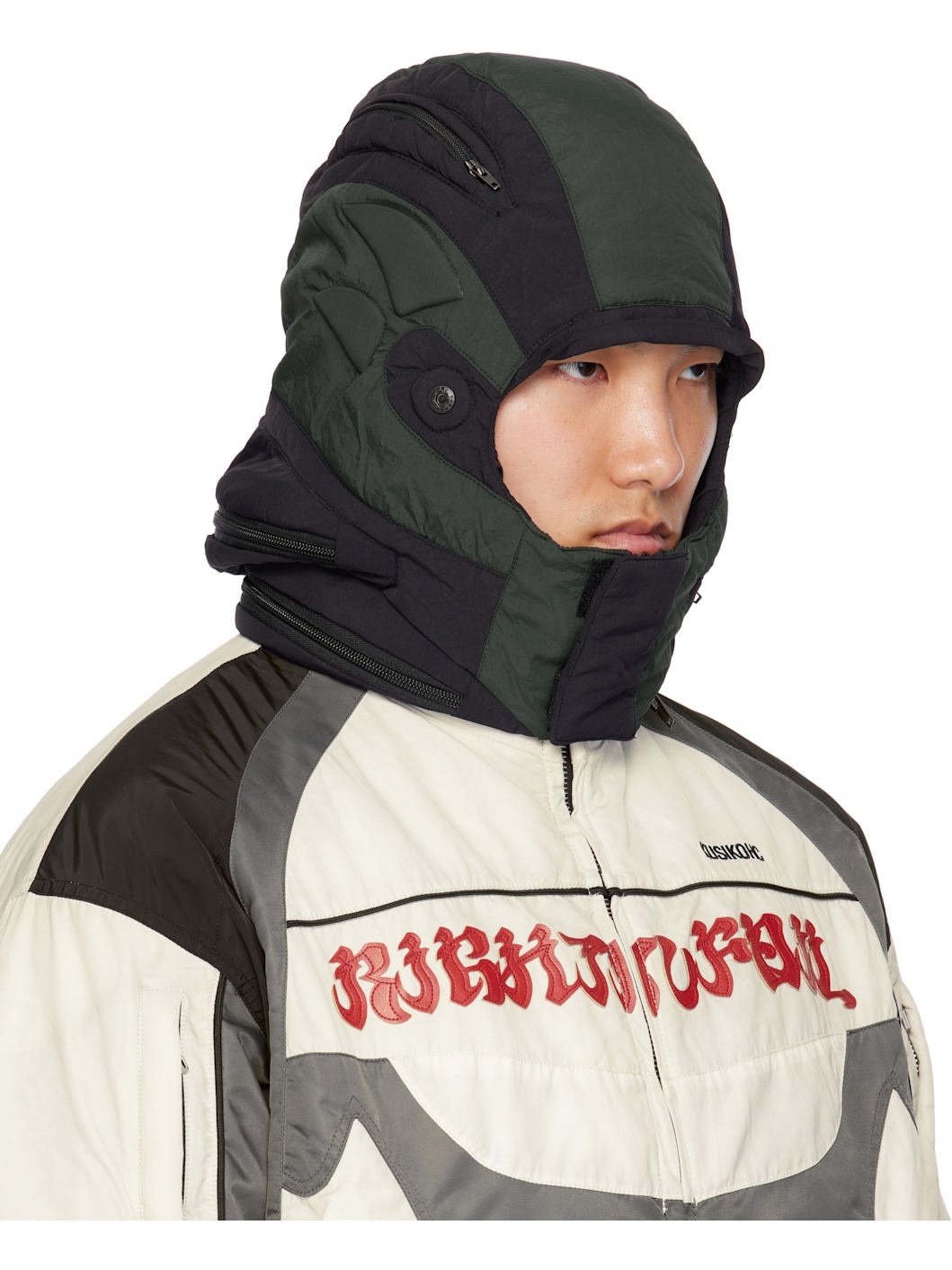 Black & Green Rider Helmet Hood - 2