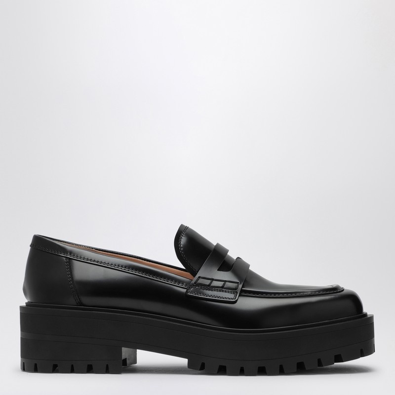 Black leather loafer - 1