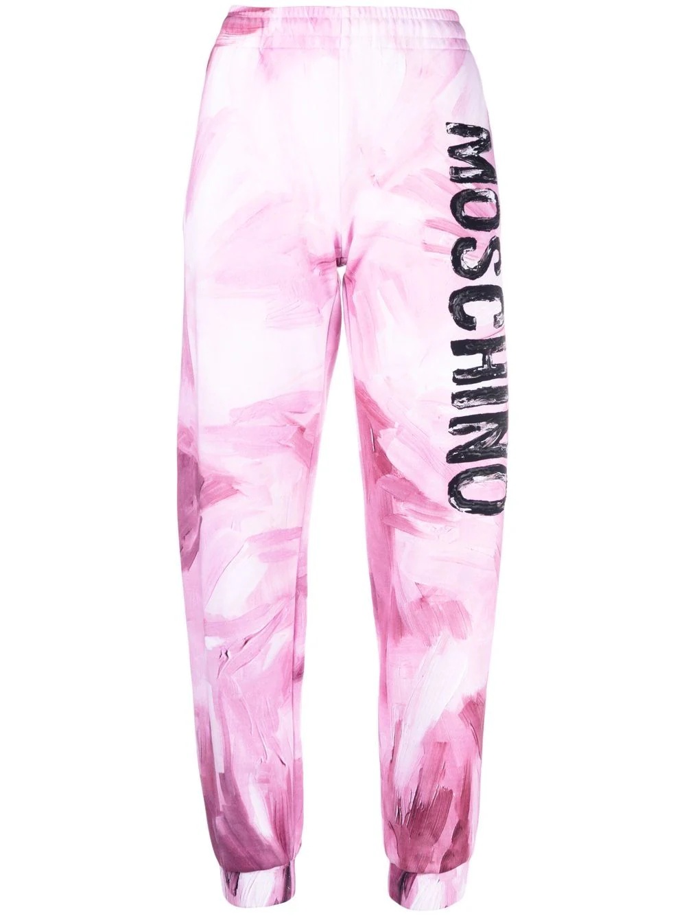 abstract-print branded track trousers - 1