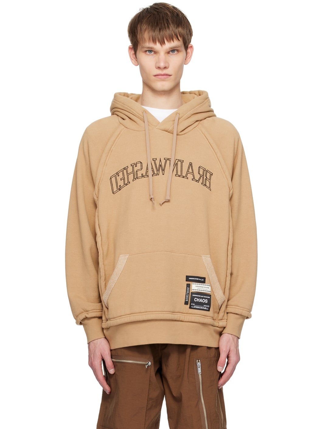 Tan Embroidered Hoodie - 1