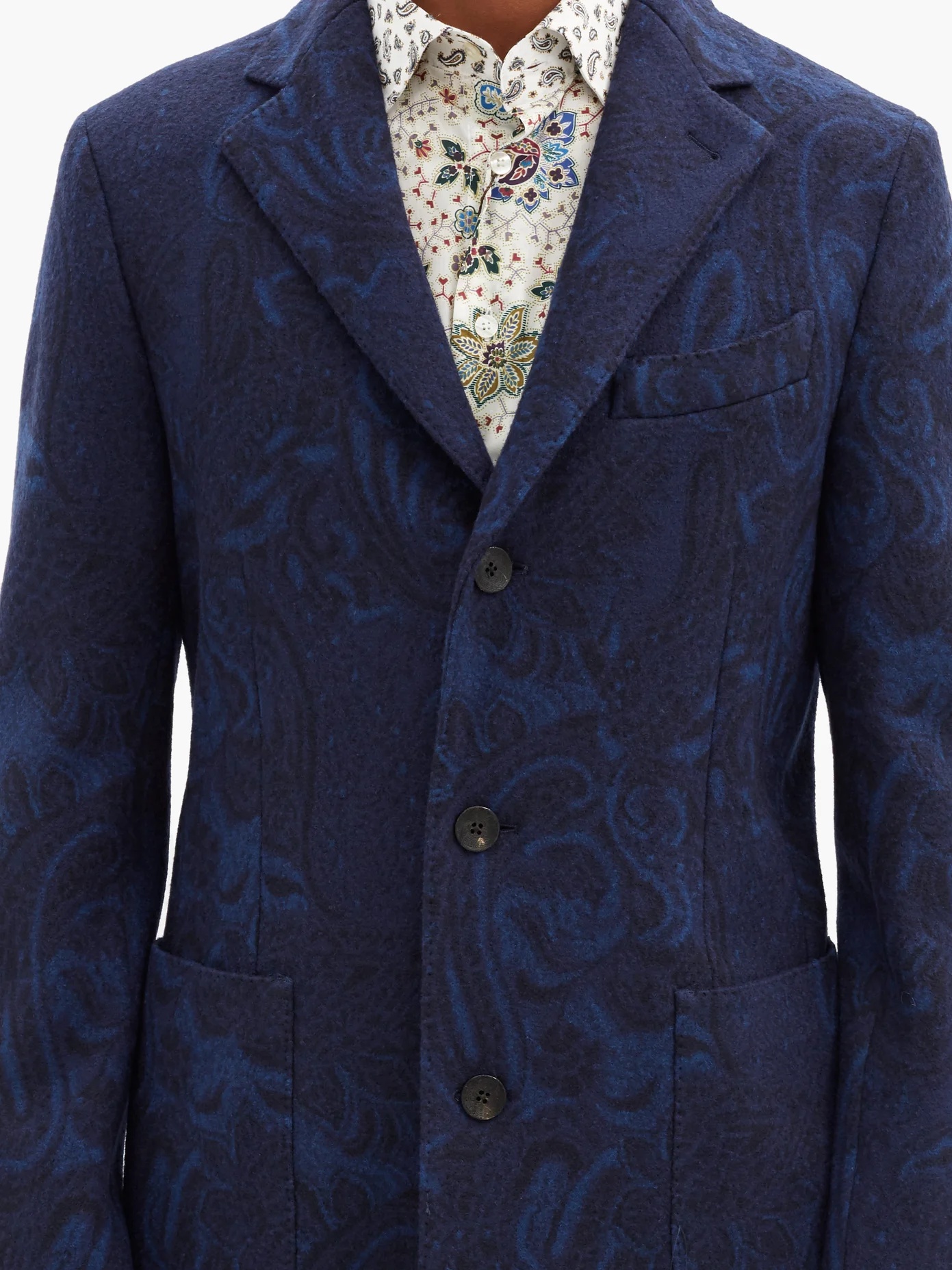 Paisley-jacquard wool-blend overcoat - 3