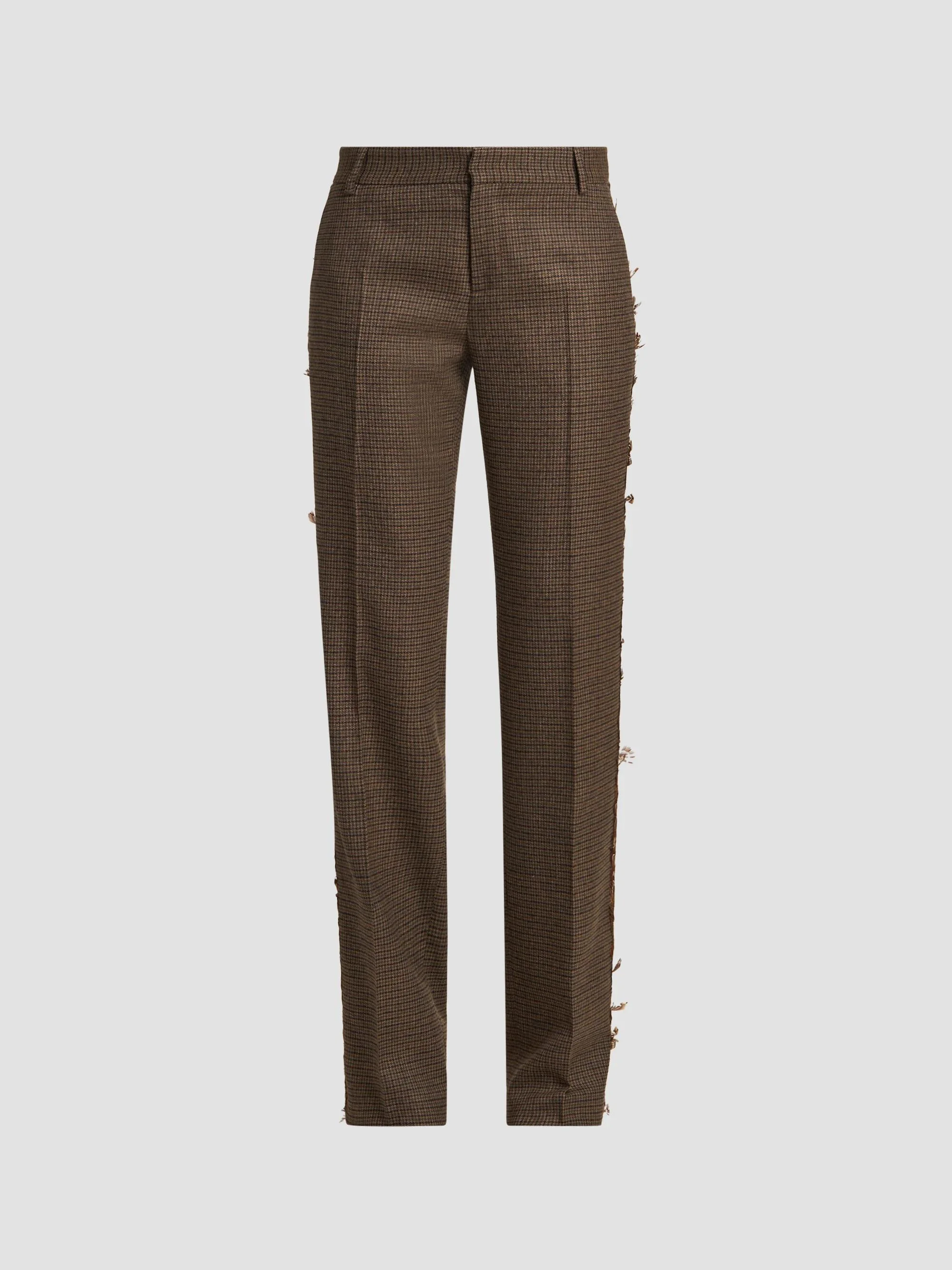 Women's Feather Striped Wool Trousers - Multi - 1