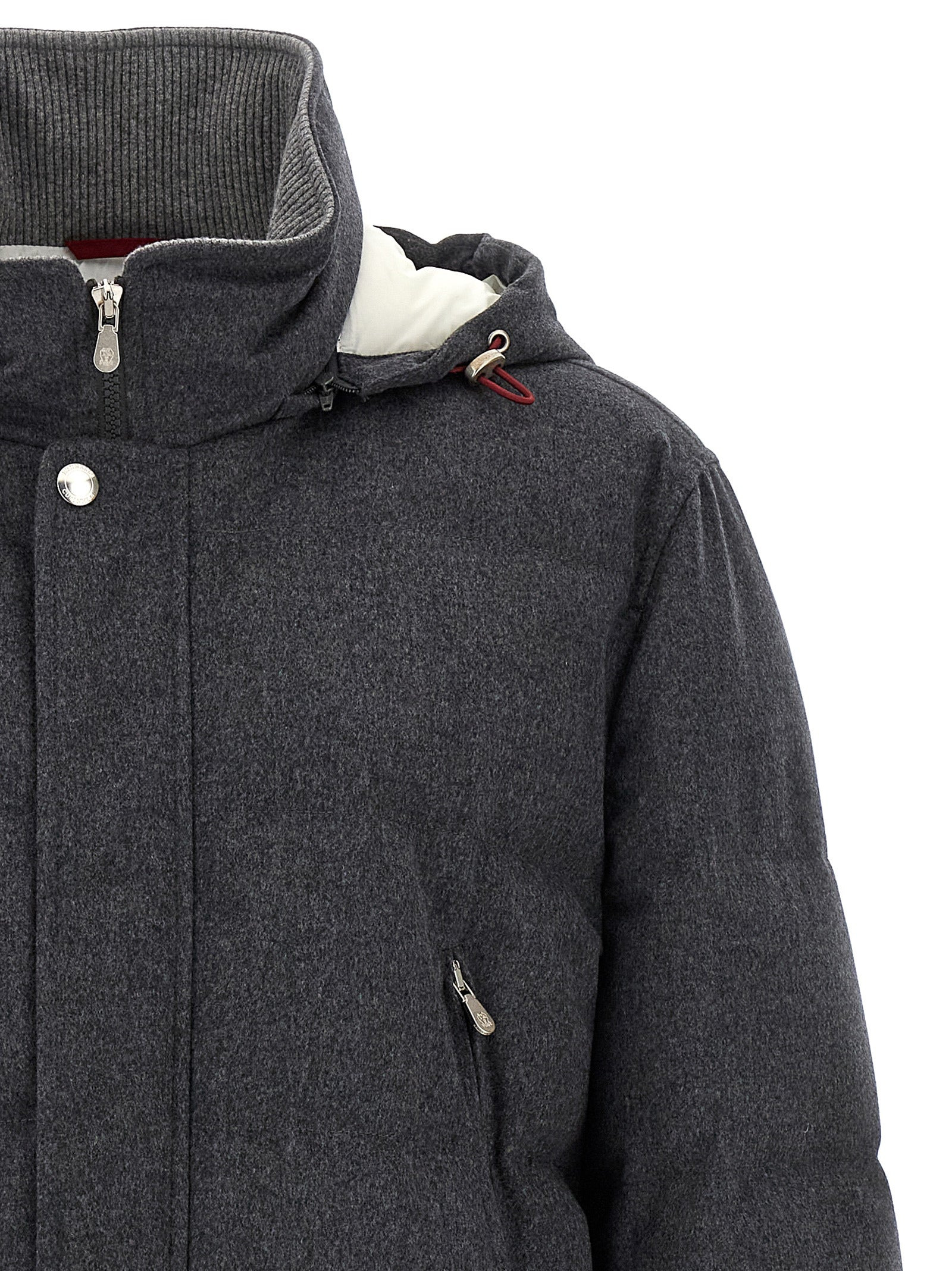 Flannel Down Jacket Puffer Jackets Gray - 3