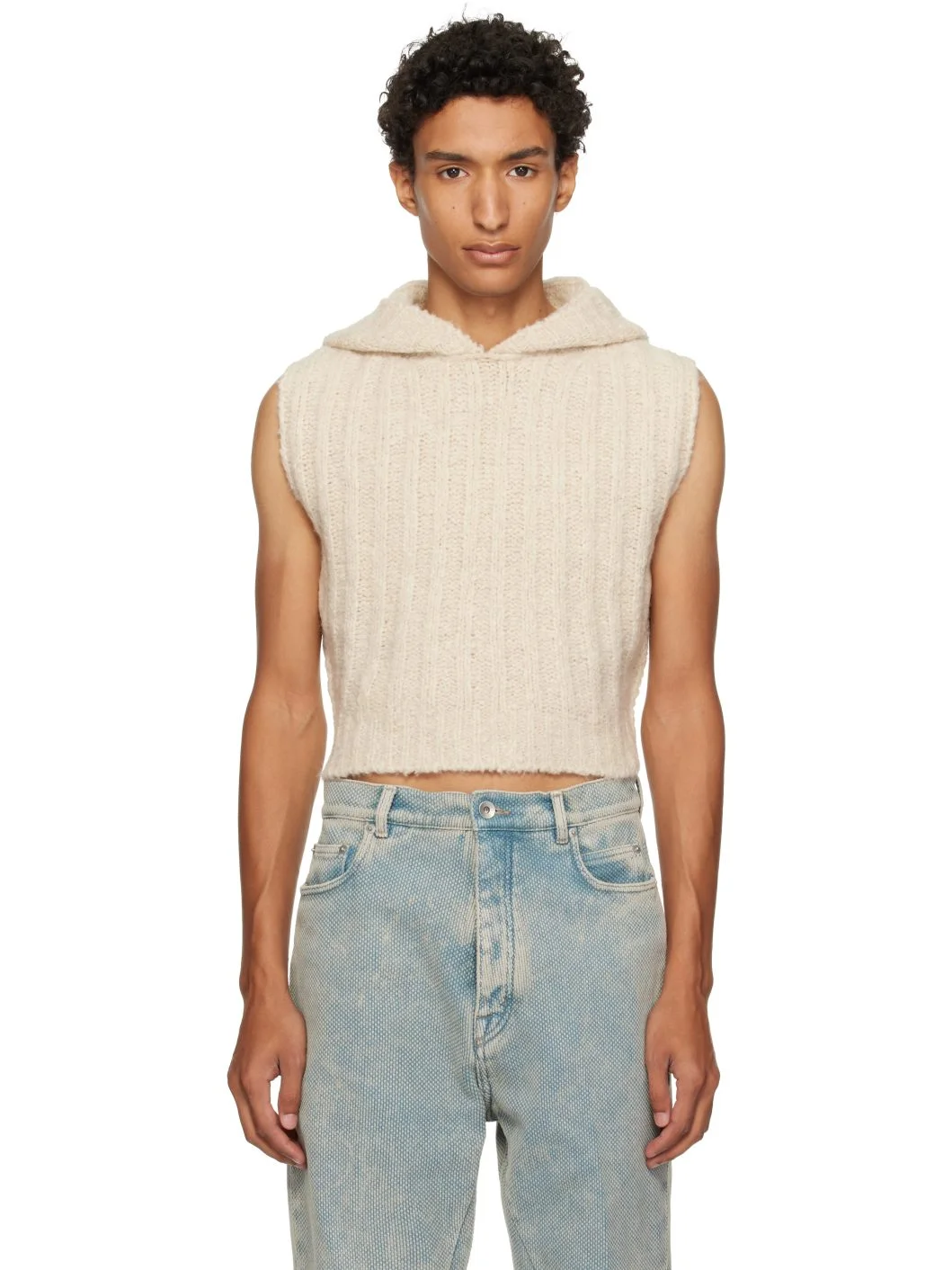 Off-White Tower Cropped Hooded Tank Top - 1