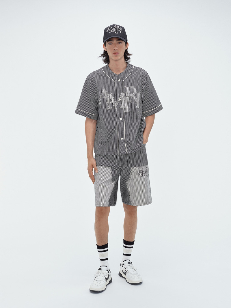 STRIPED DENIM CARPENTER SHORT 2