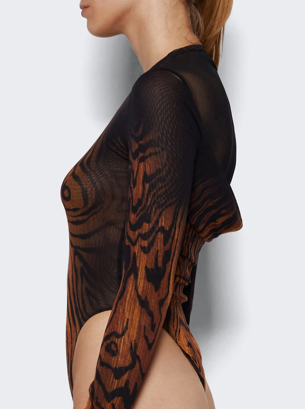 Mesh Body Double Layer Printed Wood Black And Brown - 3
