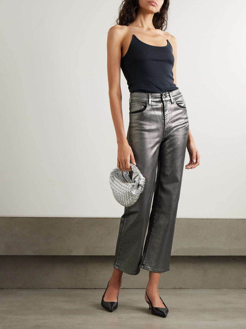 FRAME Le Sleek metallic coated high-rise straight-leg jeans outlook