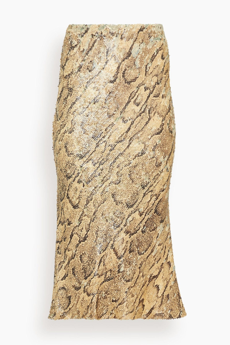 Separ Embroidered Sequins Skirt in Beige 1