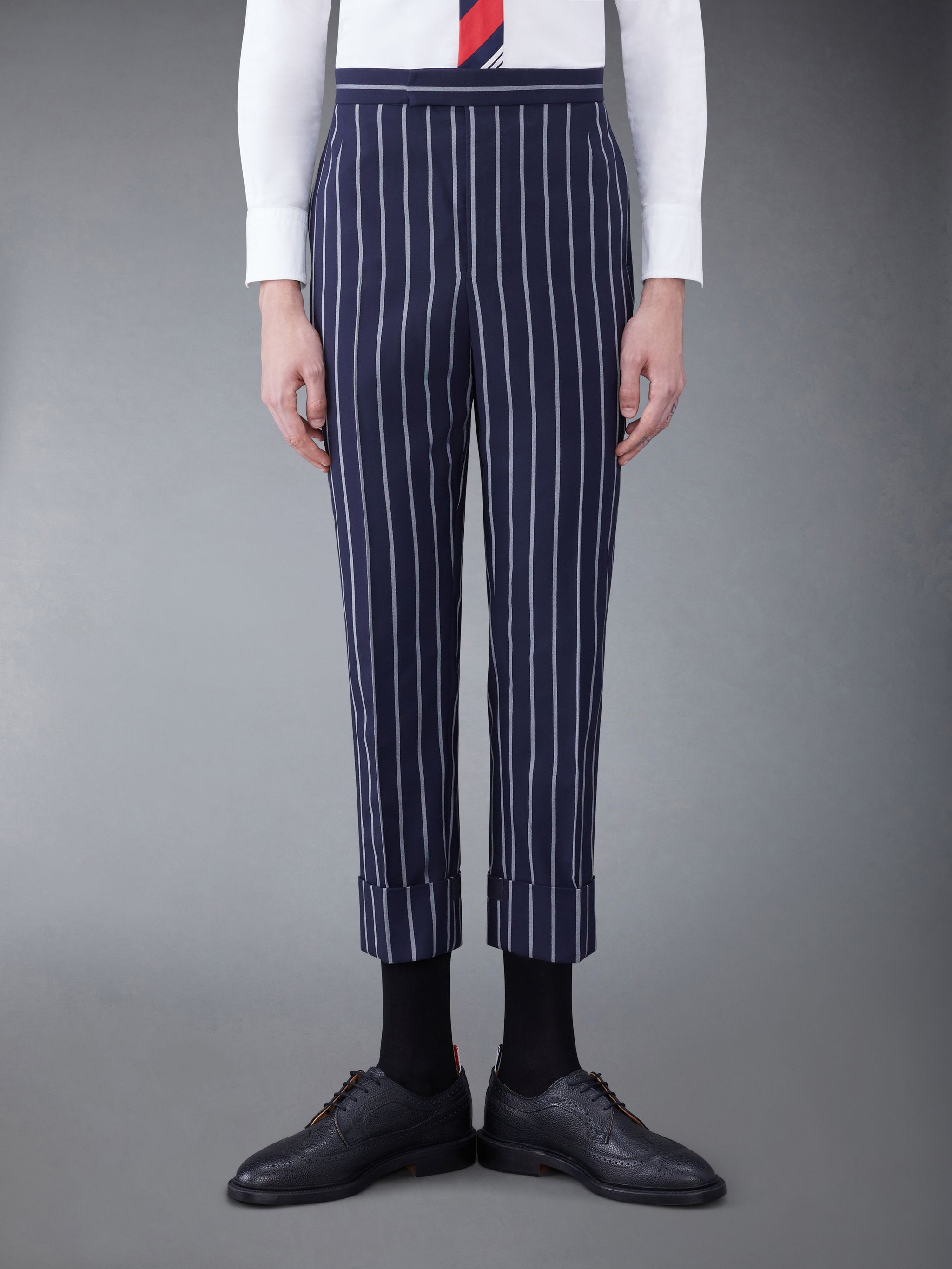 striped straight-leg wool trousers - 1