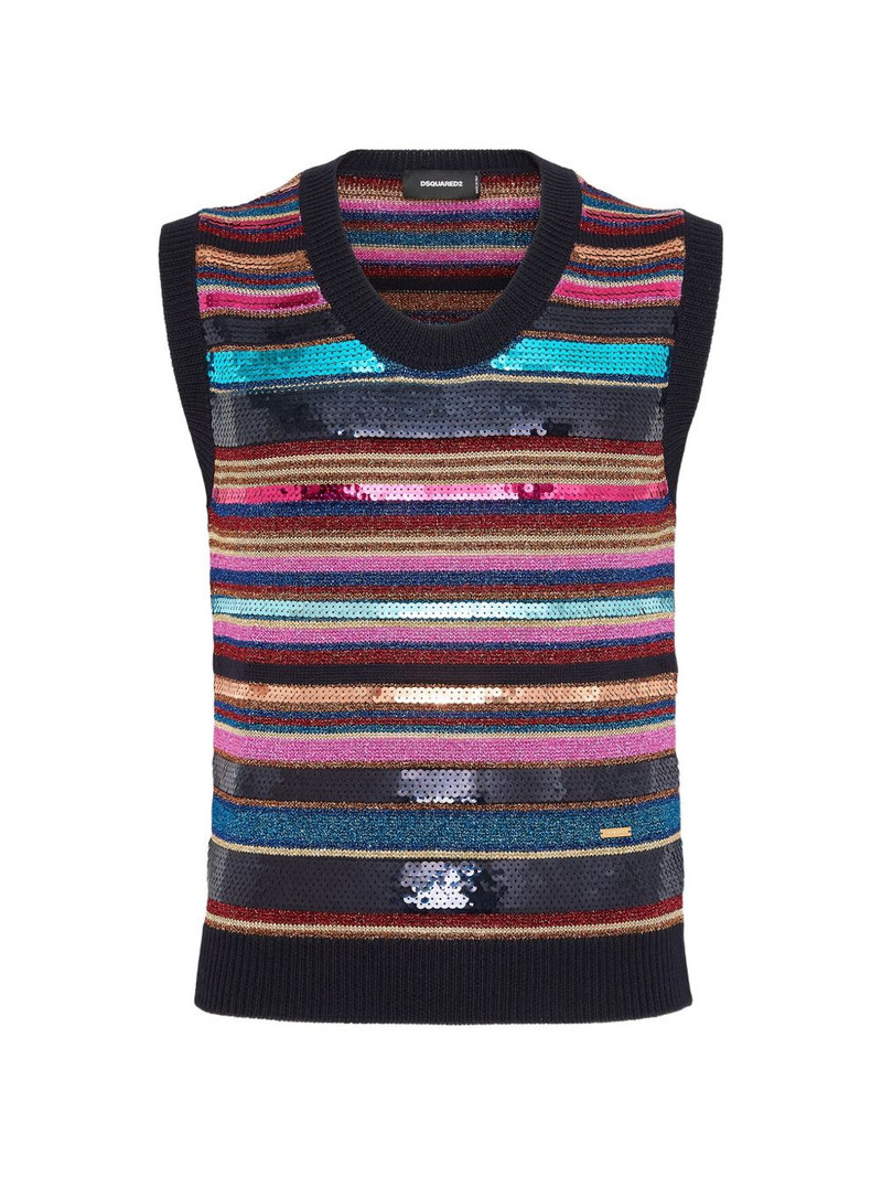 striped sequinned vest 1