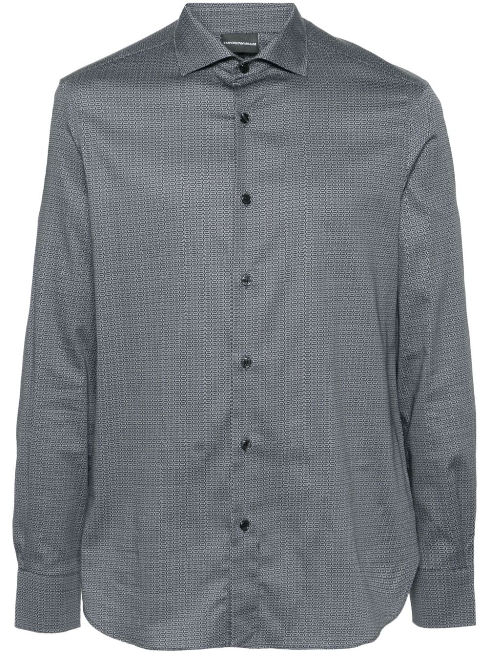 geometric-print poplin shirt - 1