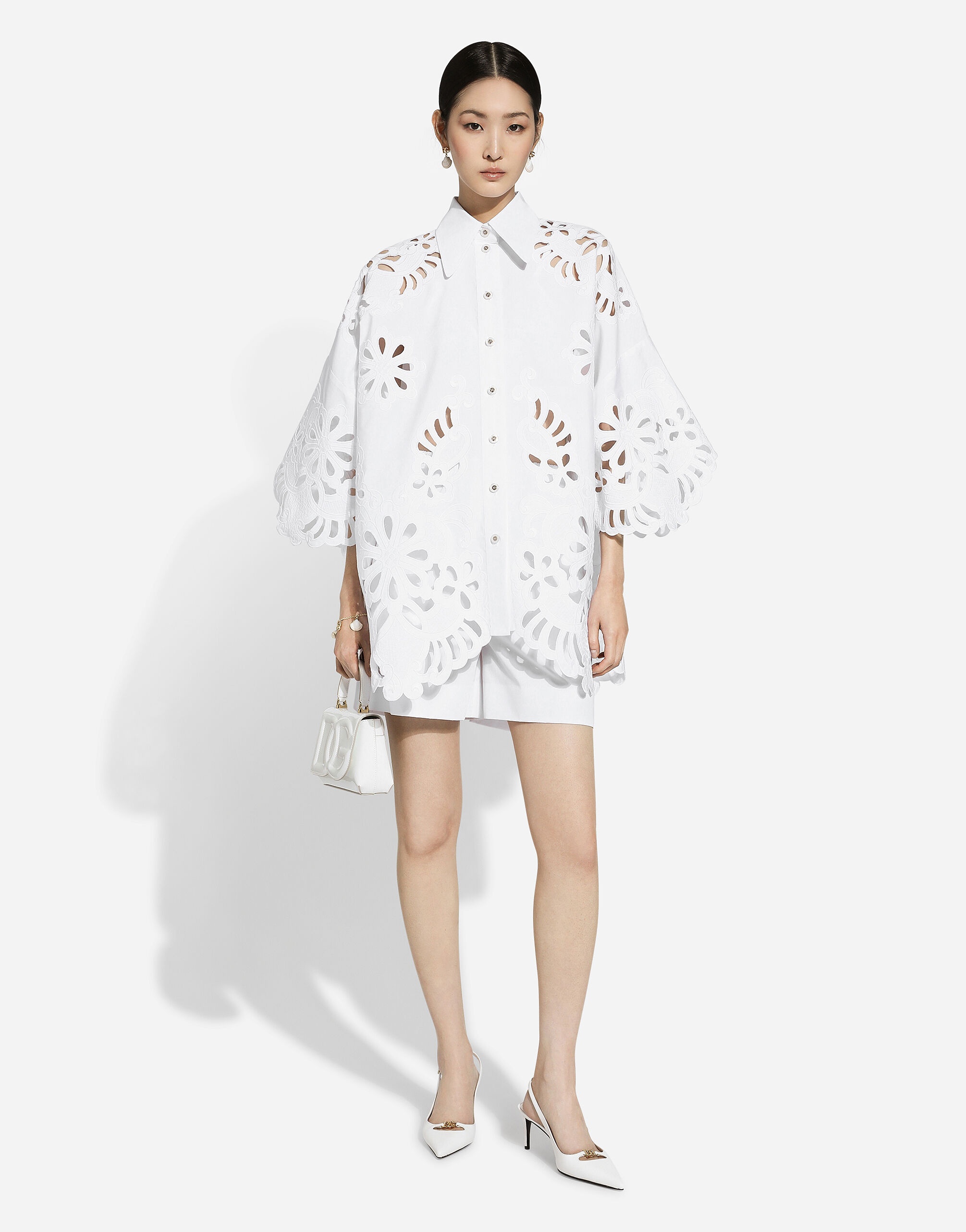 Oversize cotton shirt with cut-out detailing - 2