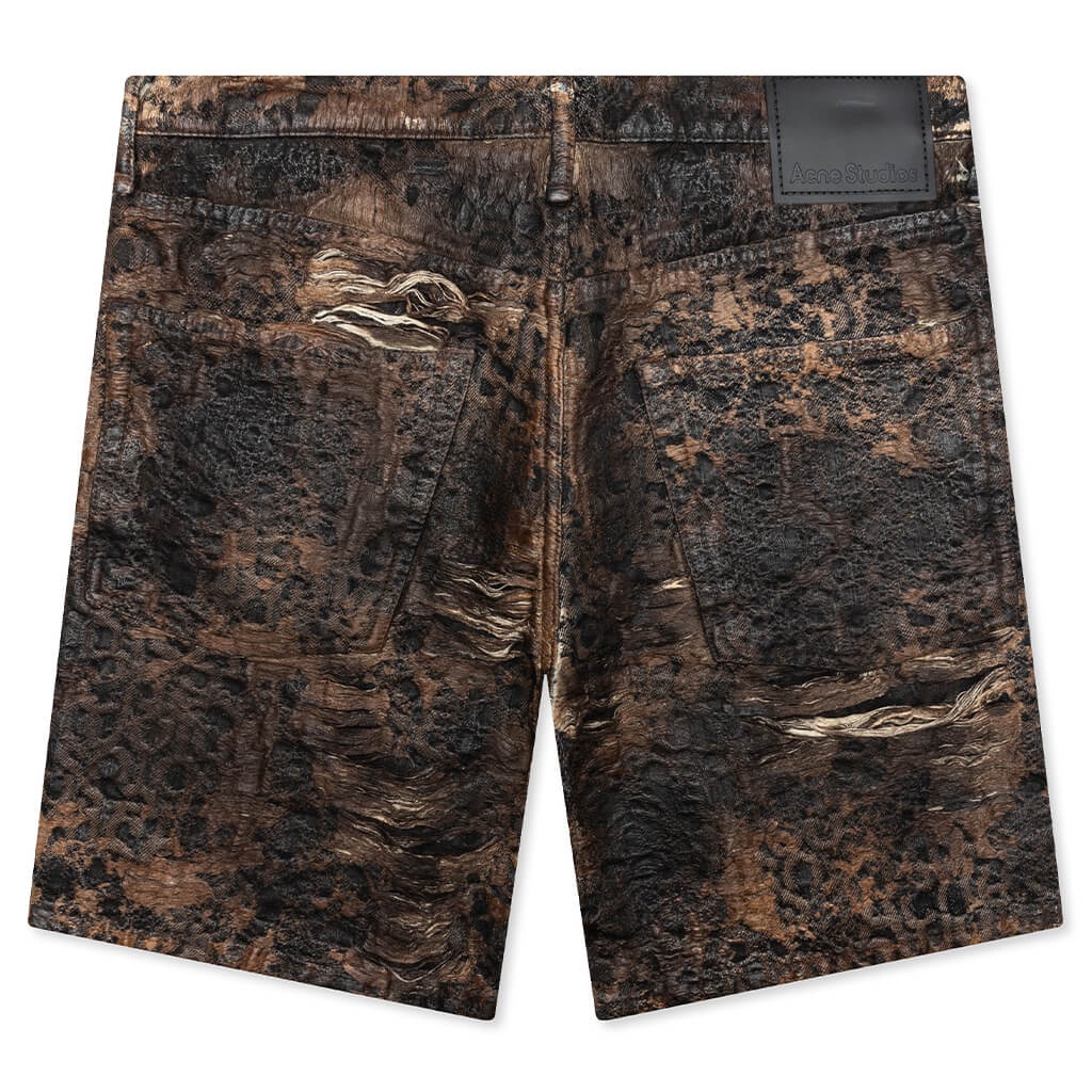 LOOSE FIT DENIM MONOGRAM SHORTS FN-MN-SHOR000260 - BROWN - 2