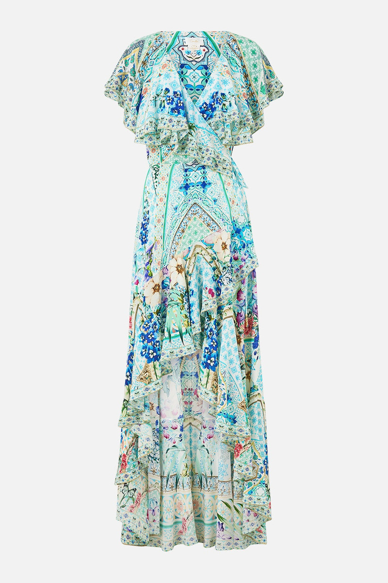 FRILL SLEEVE LONG DRESS - 1