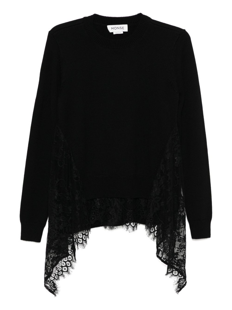 lace-insert sweater 1