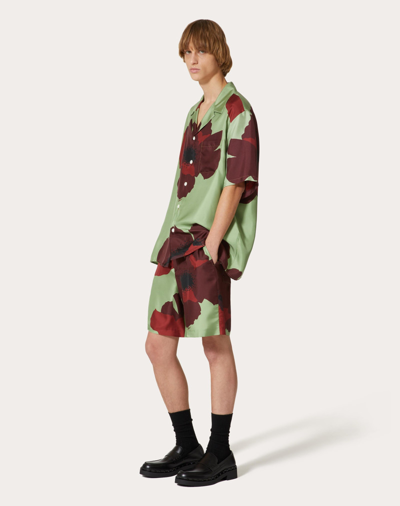 Valentino SILK TWILL BERMUDA SHORTS WITH VALENTINO FLOWER PORTRAIT PRINT outlook