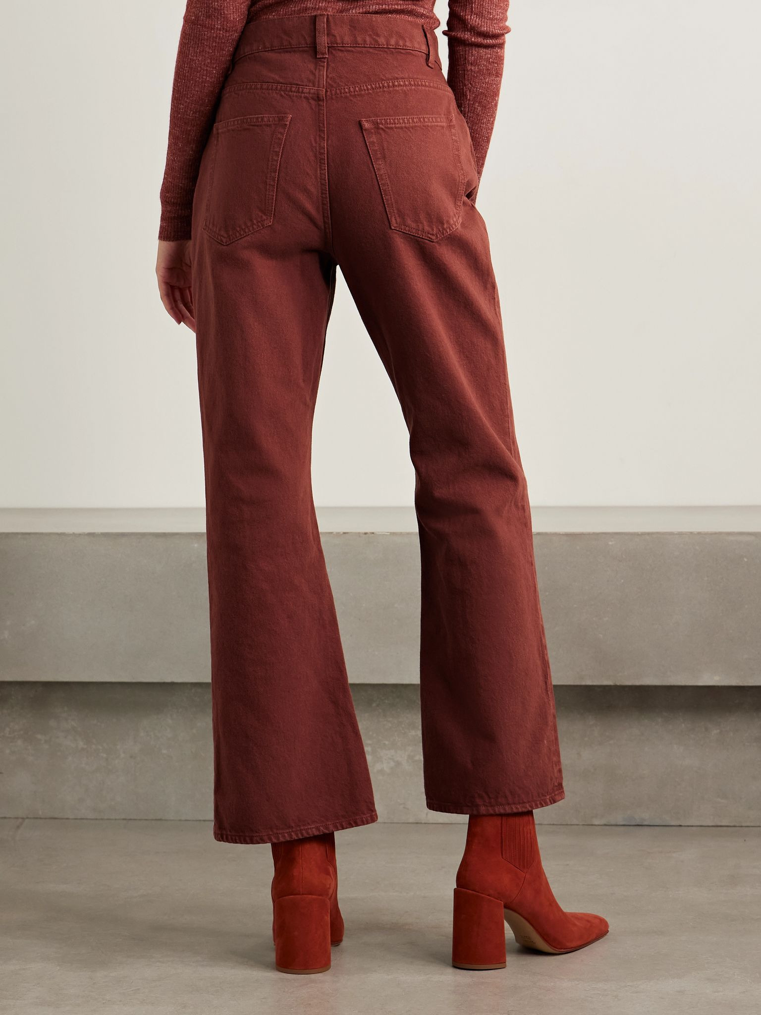 Ezra high-rise bootcut recycled jeans Burgundy - 4