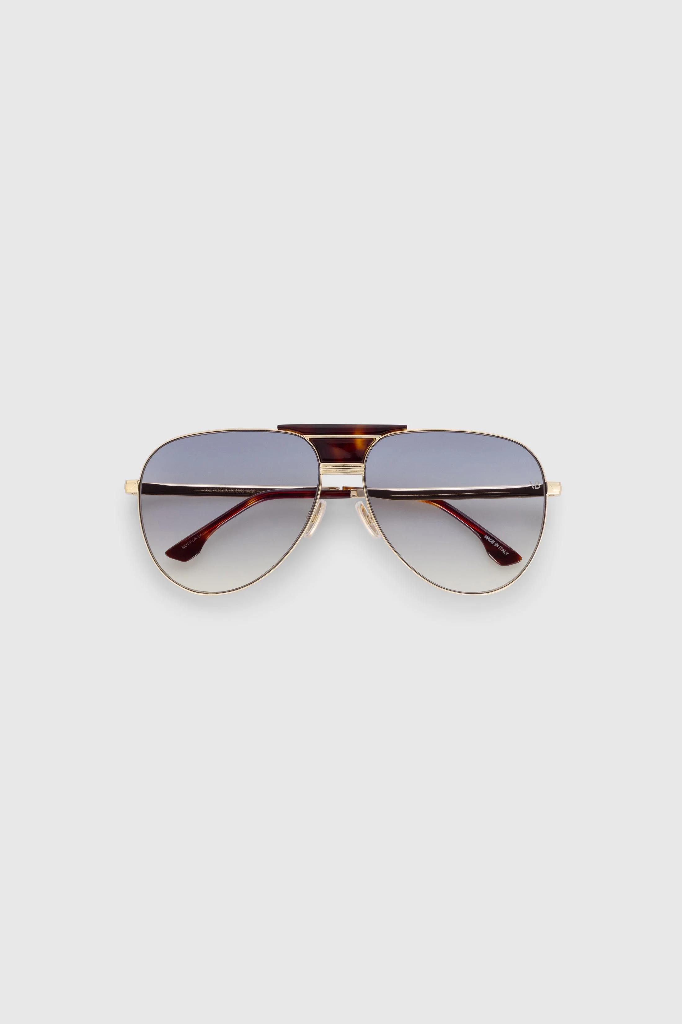 Oversized Metal And Acetate Pilot Frame In Gold Havana - 1