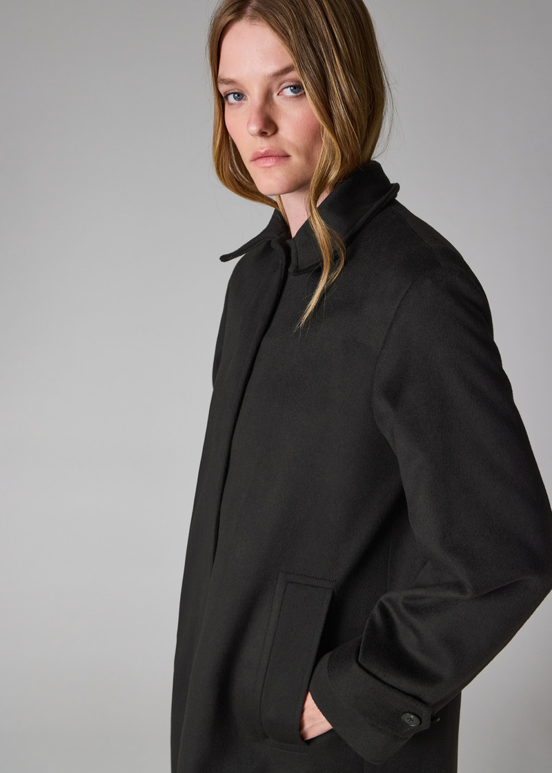 Women's Navy Wool-Cashmere Blend Back-Button Coat 6