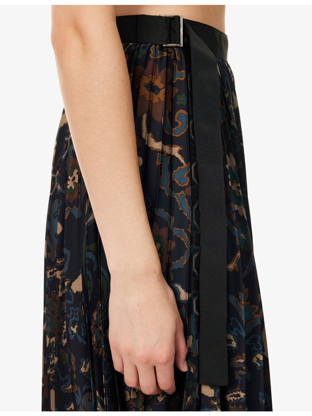 Floral Pleated Woven Midi Skirt - 5