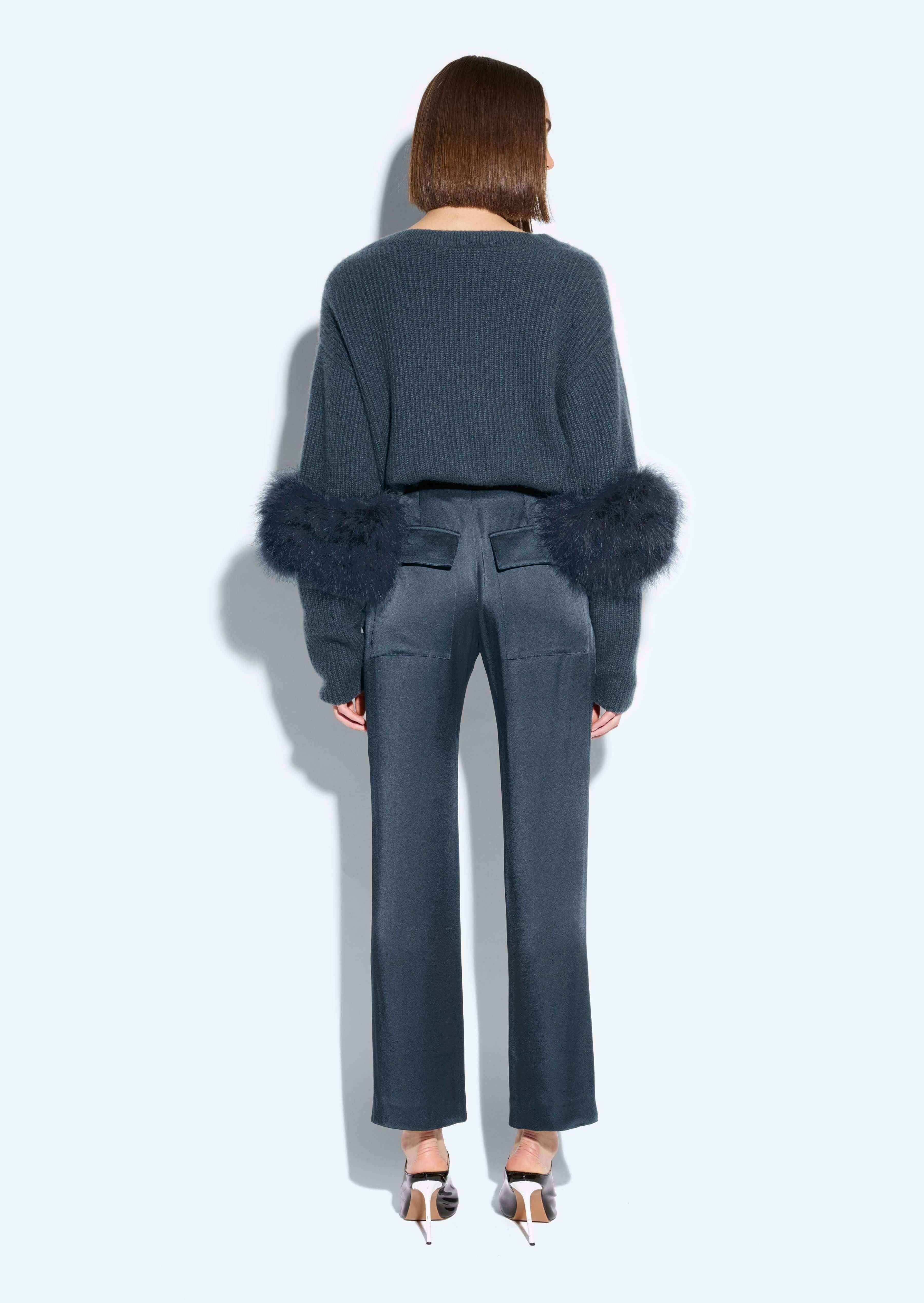 Satin Tapered Pleated Pant - 3