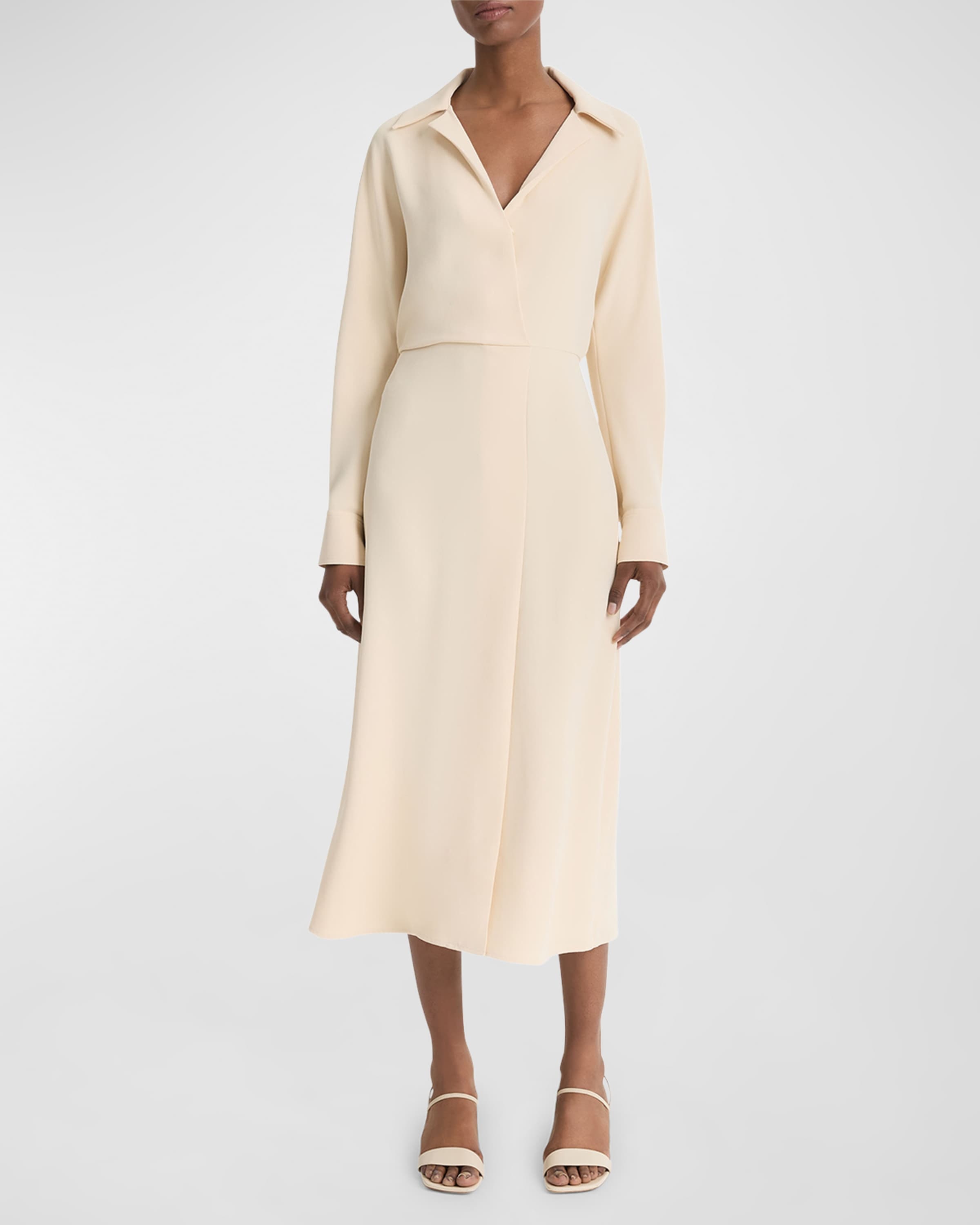 Shaped Collar Dolman-Sleeve Midi Dress - 1