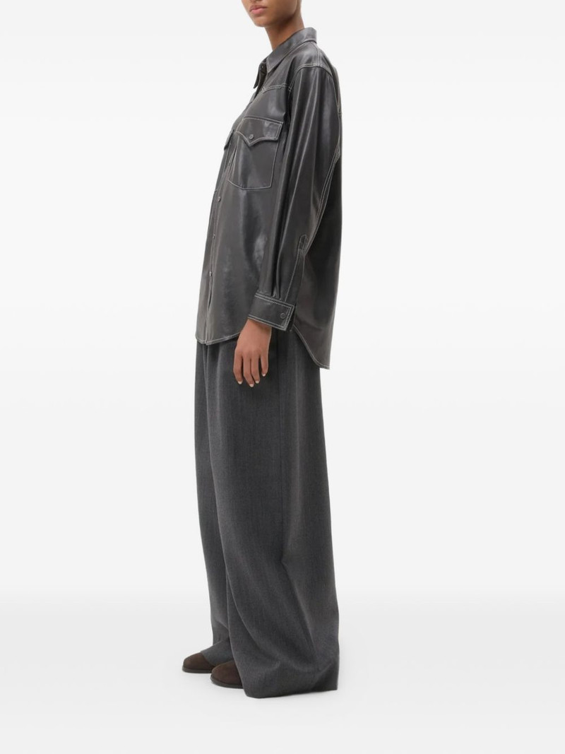 contrast-stitch leather shirt 4