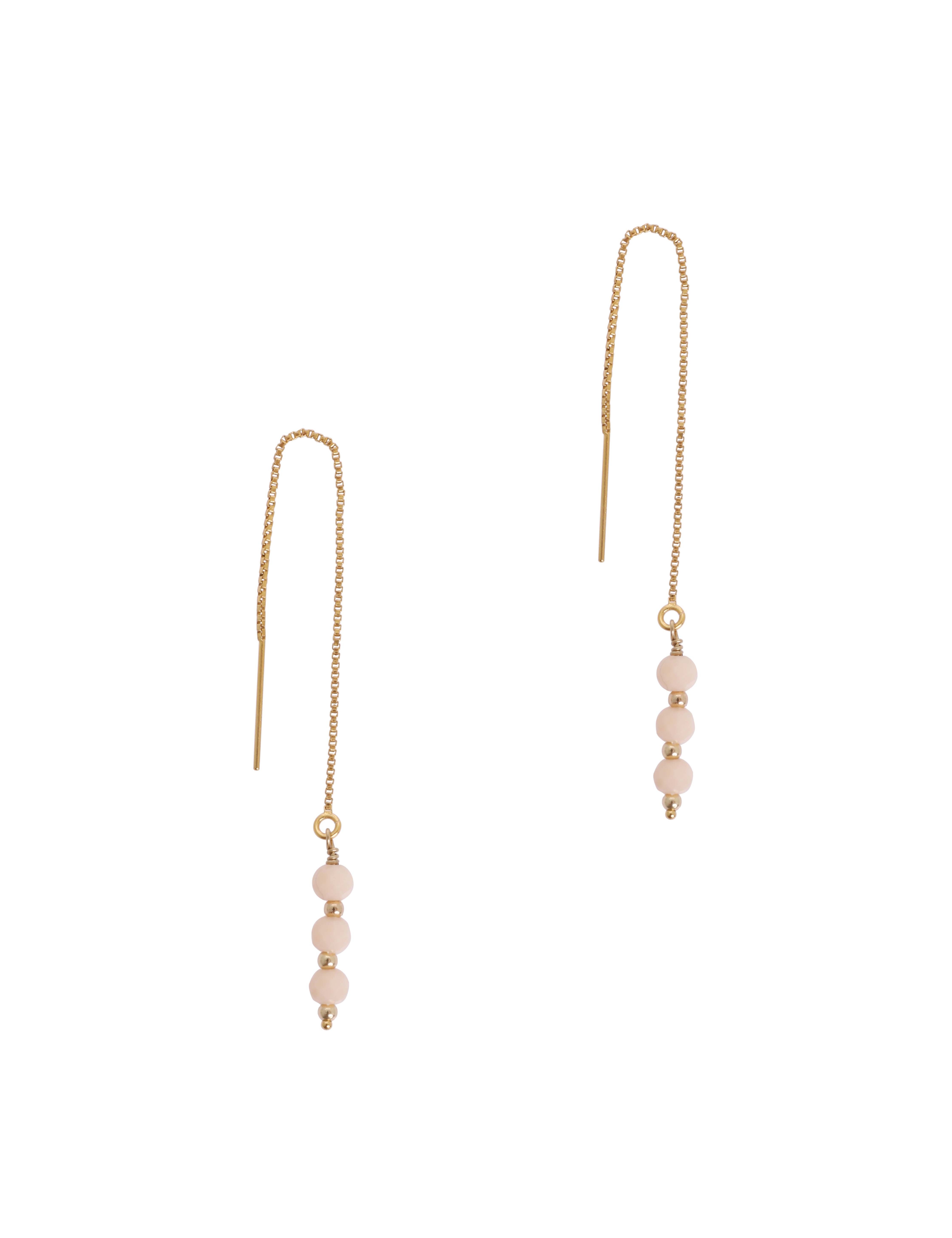 BEADED THREAD THROUGH EARRINGS - 1