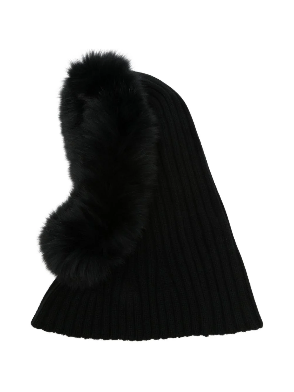 fur-trim ribbed balaclava - 1