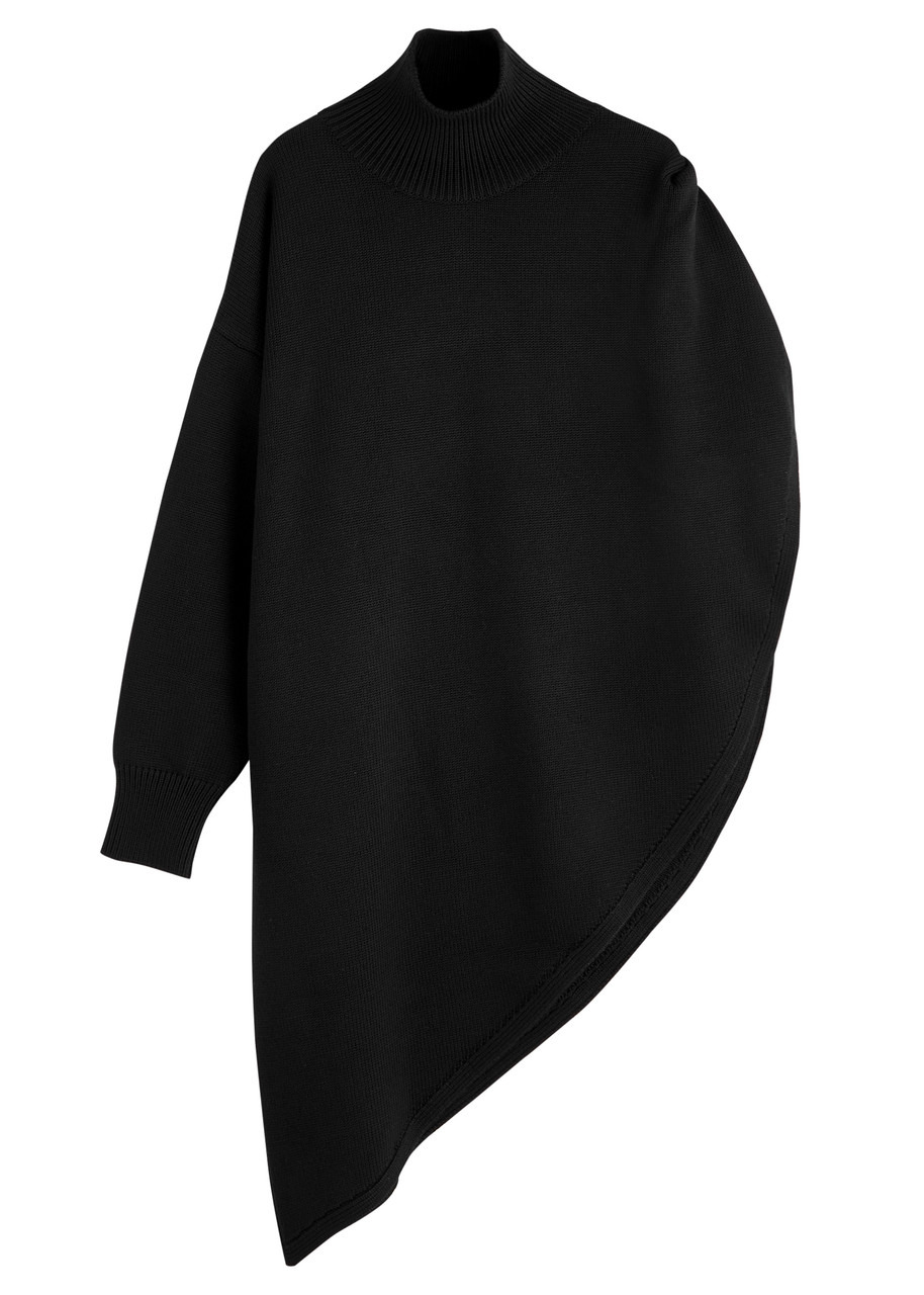 Alaïa Asymmetric Cape-effect Wool Jumper - 1