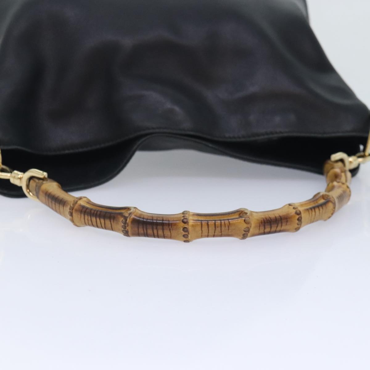 GUCCI Bamboo Hand Bag Leather Black Gold 001 1638 001 1638 - 5