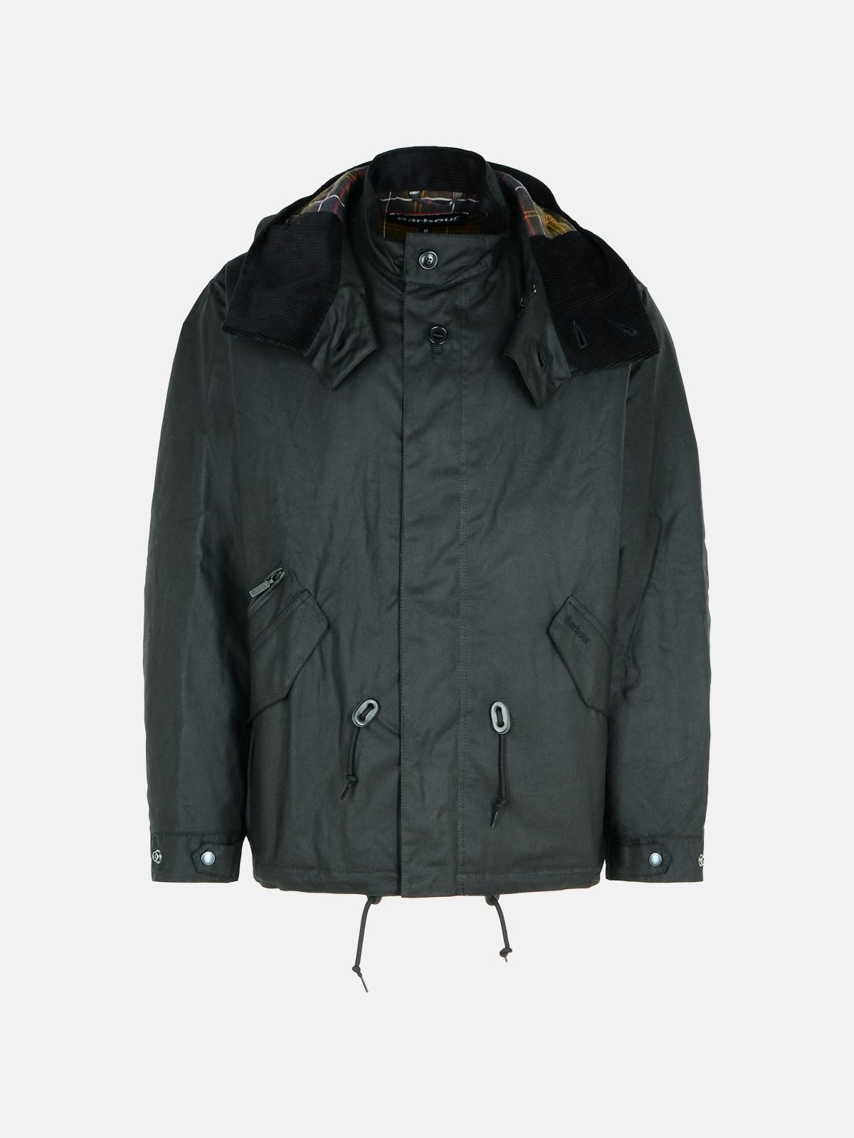 'SHORT WIND' BLACK WAXED COTTON PARKA - 1