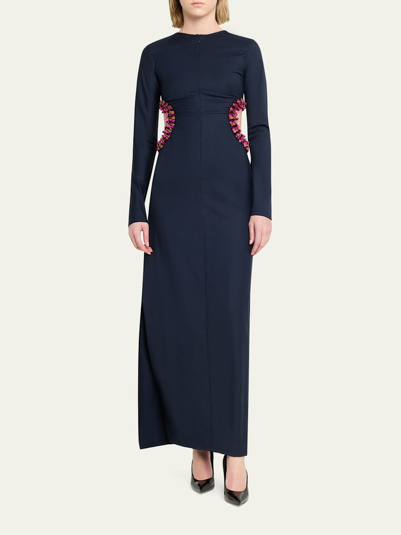 diotima Helm Embellished Cutout Long-Sleeve Maxi Dress outlook
